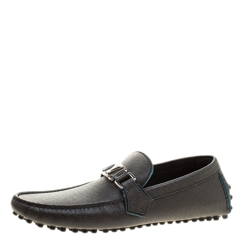 Pre Owned Louis Vuitton Black Leather Hockenheim Loafers Size 40