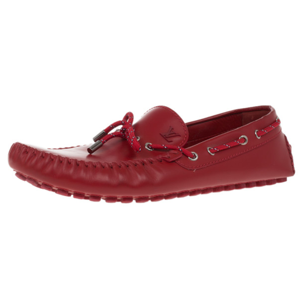 red lv loafers