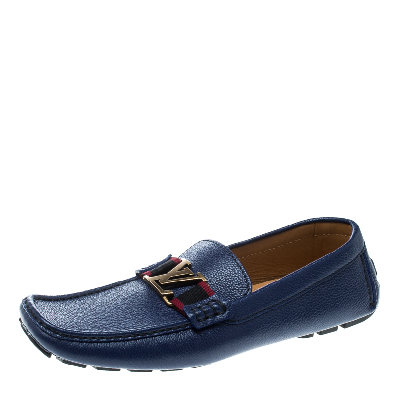 Louis Vuitton Blue Leather Monte Carlo Loafers Size 44