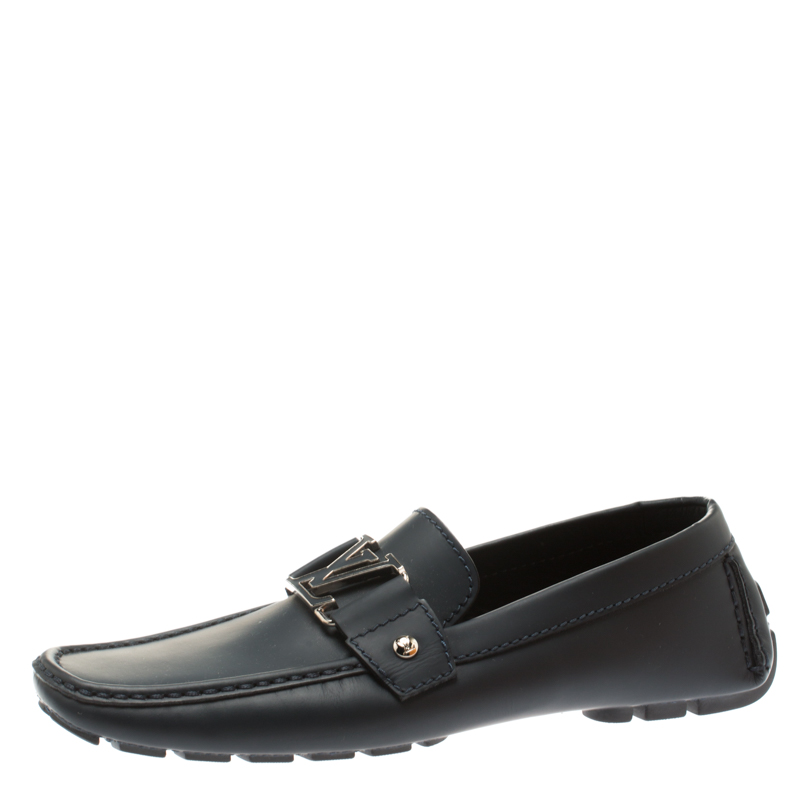 مملوكة مسبقًا حذاء لوفرز لوي فيتون مونت كارلو جلد أزرق مقاس 40.5