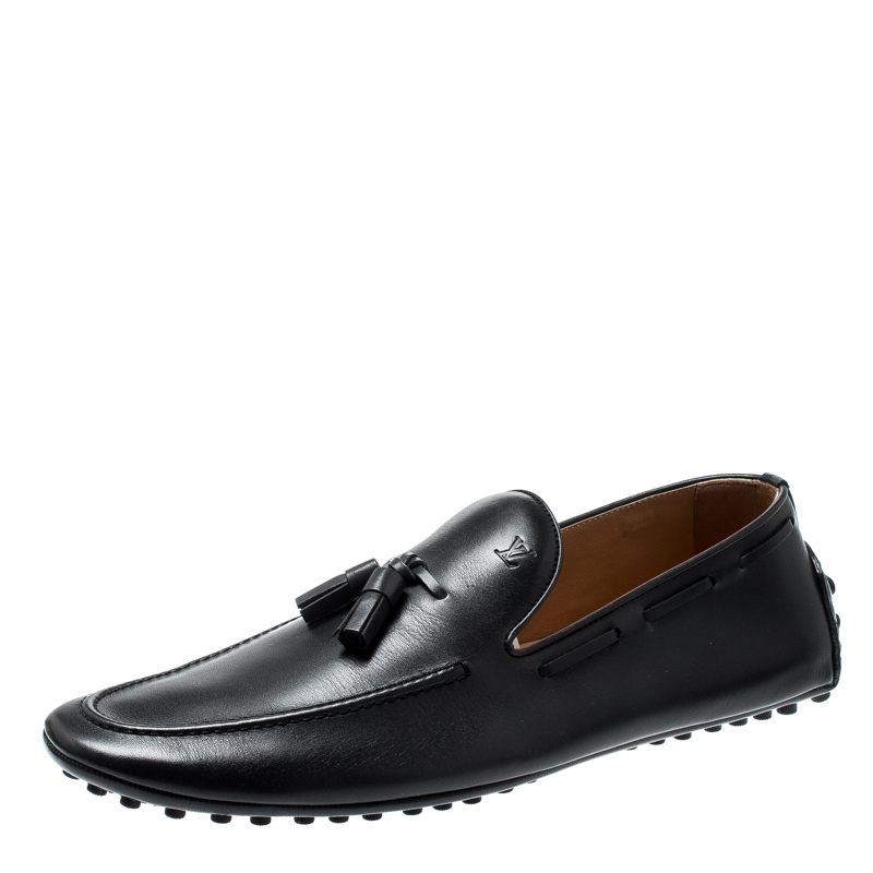 Louis Vuitton Black Leather Tassel Detail Loafers Size 42.5