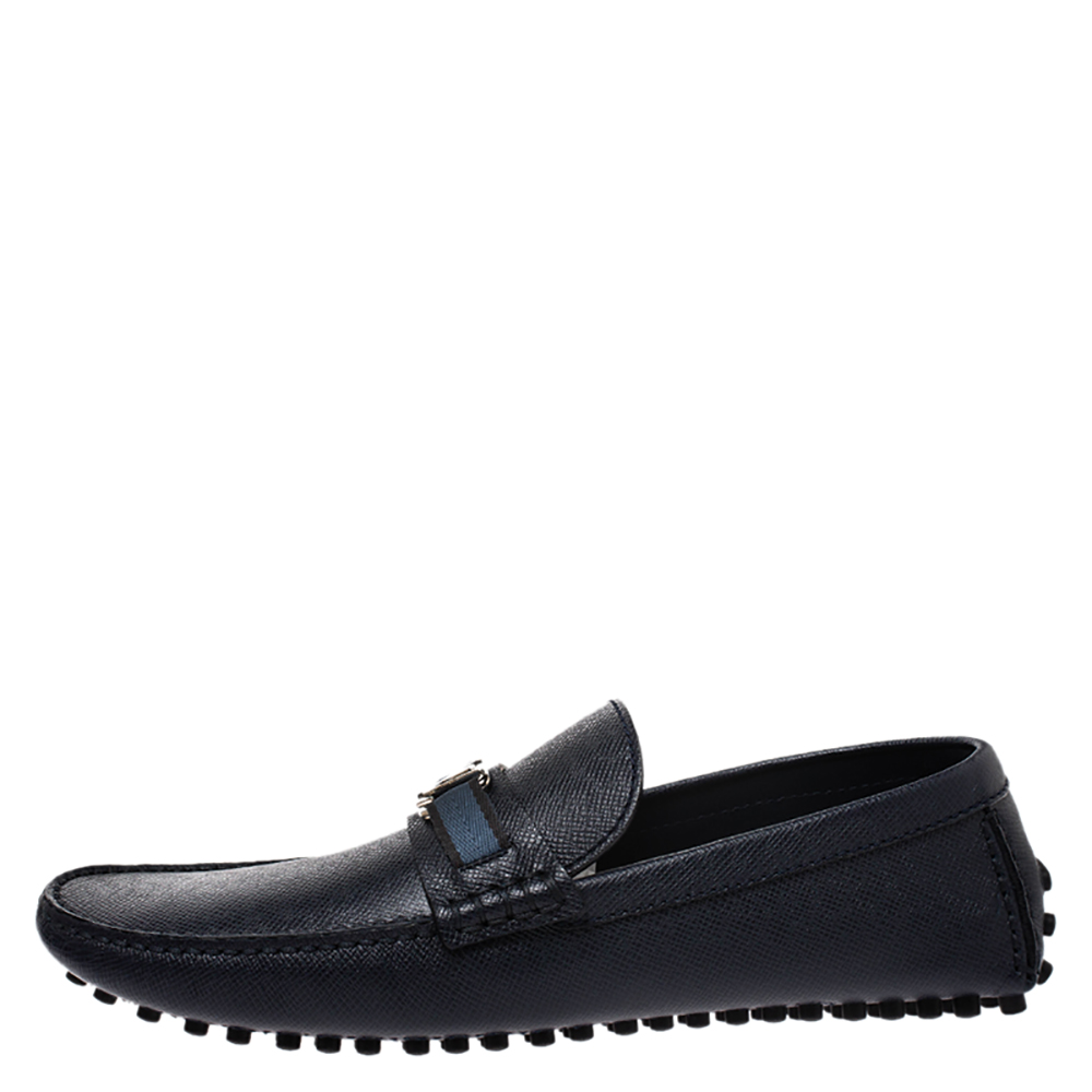 

Louis Vuitton Blue Leather Hockenheim Loafers Size