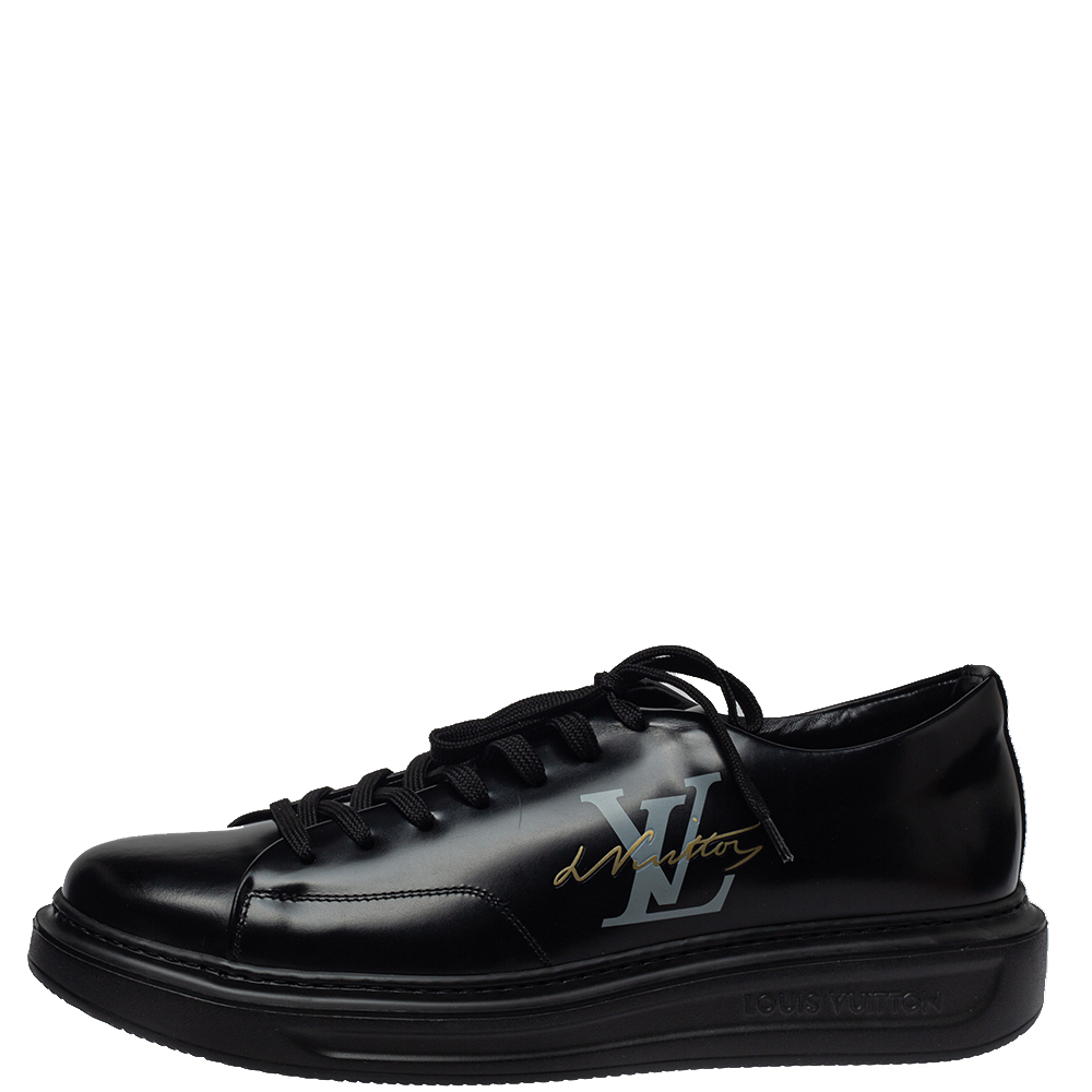 

Louis Vuitton Black Leather Beverly Hills Sneakers Size