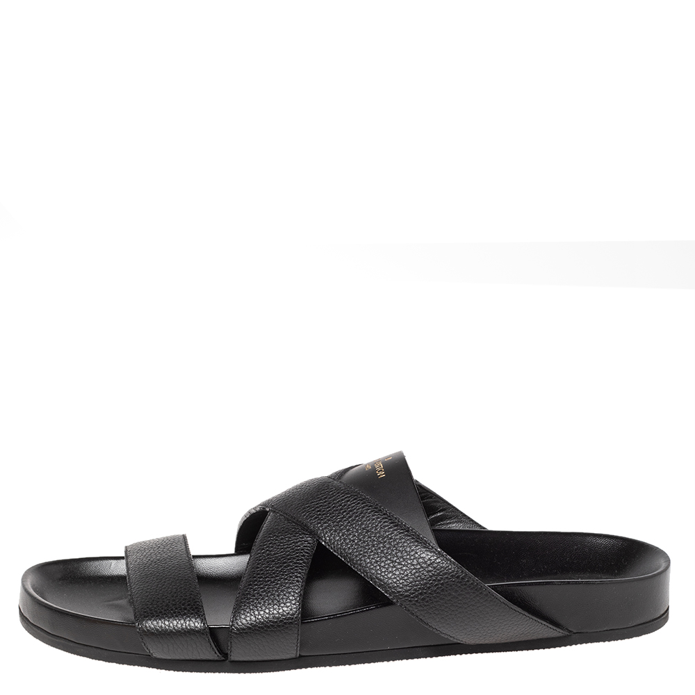 

Louis Vuitton Black Leather Mirabeau Mules Size