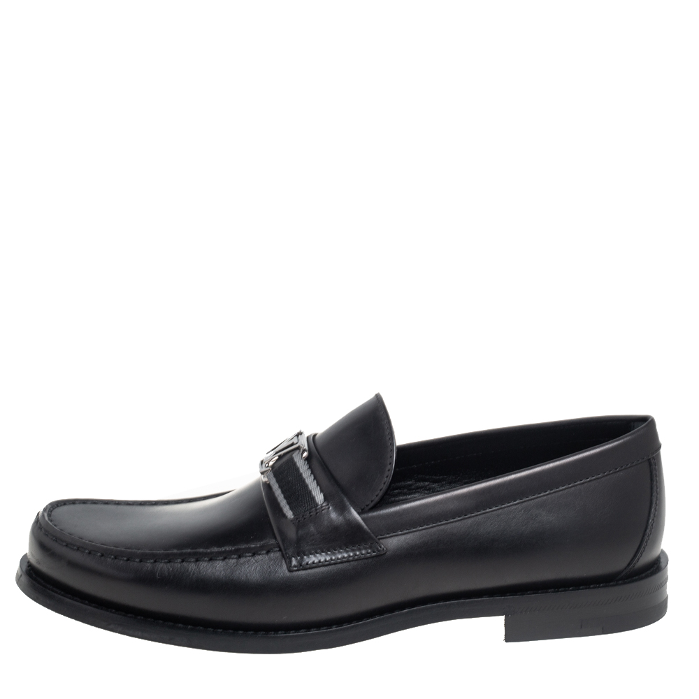 

Louis Vuitton Black Leather Major Loafers Size