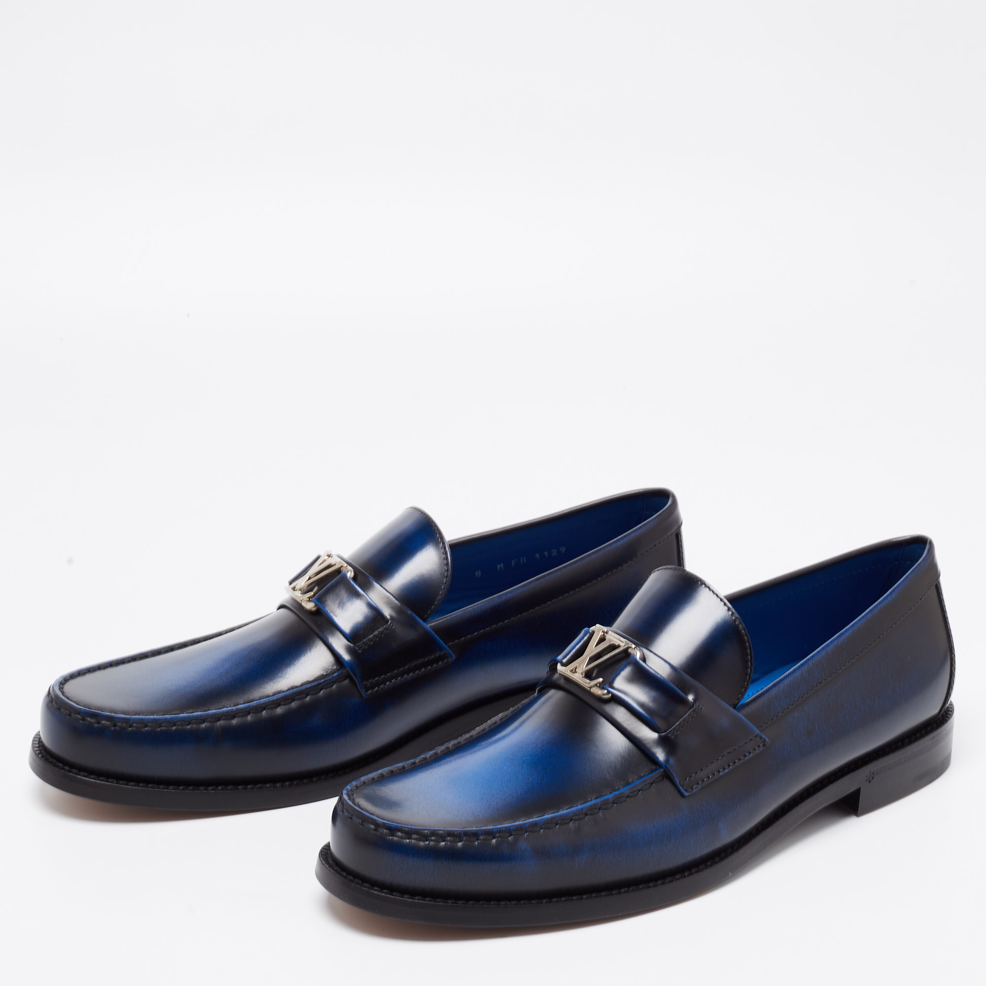 

Louis Vuitton Two Tone Leather Major Slip On Loafers Size, Blue