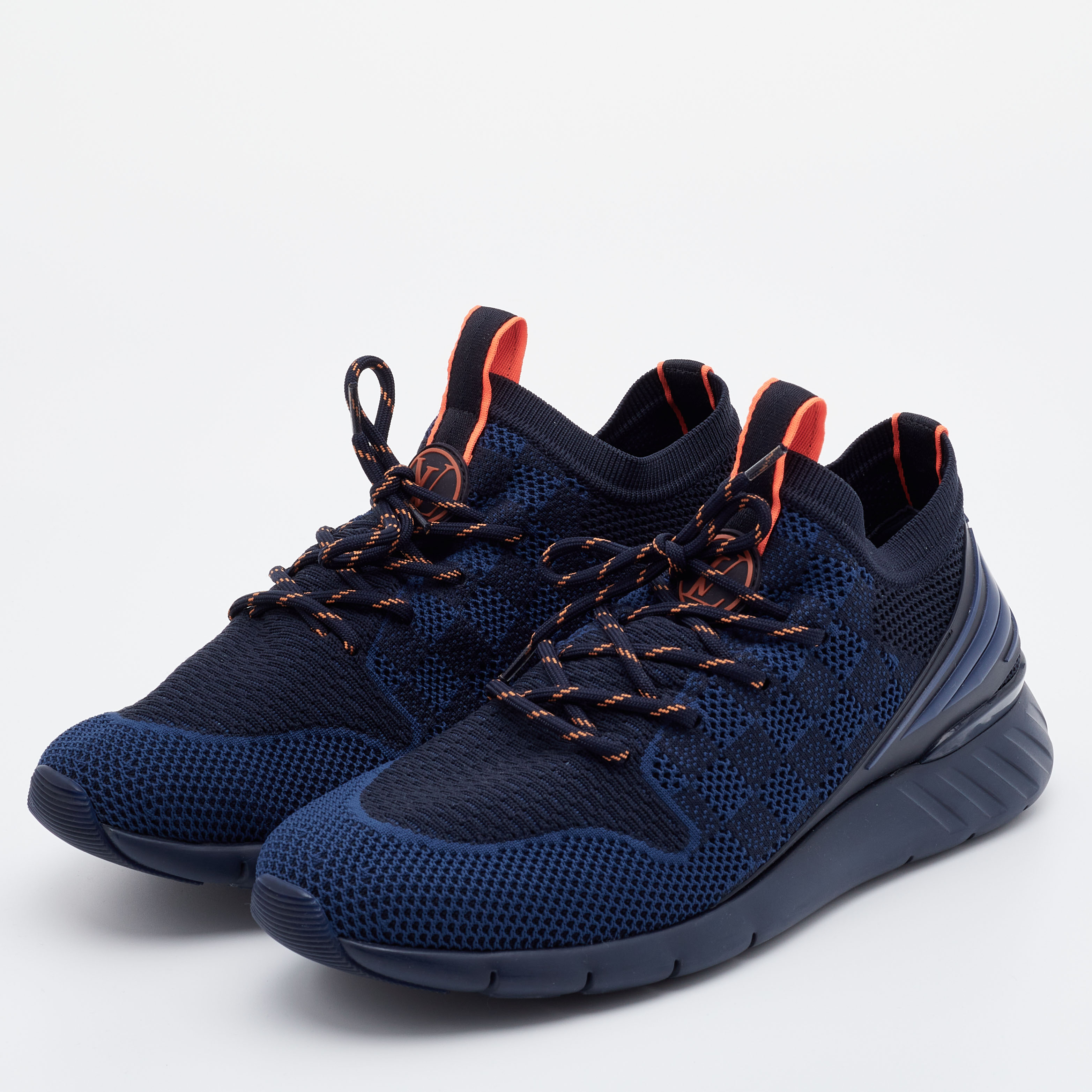 

Louis Vuitton Navy Blue/Black Damier Knit Fabric and Rubber Fastlane Sneakers Size
