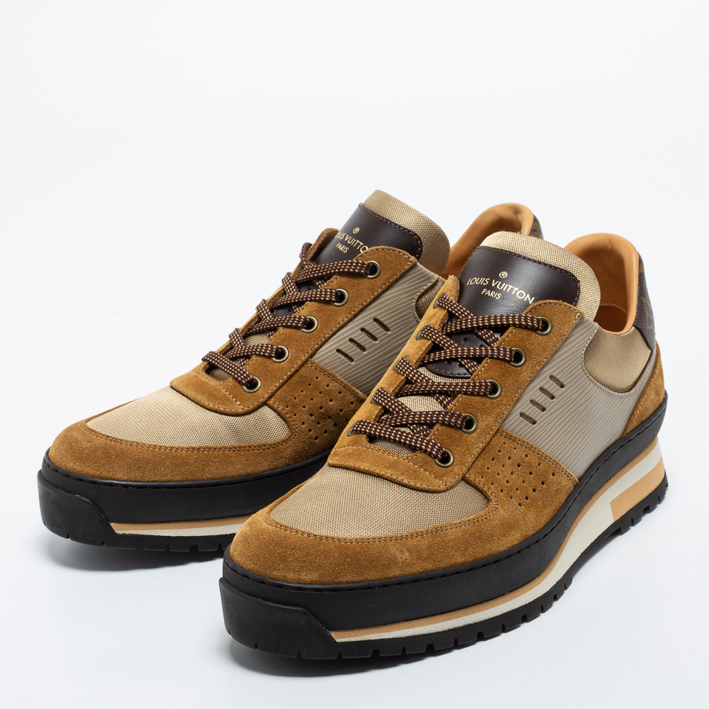 

Louis Vuitton Brown/Beige Coated Canvas and Suede Harlem Richelieu Sneakers Size