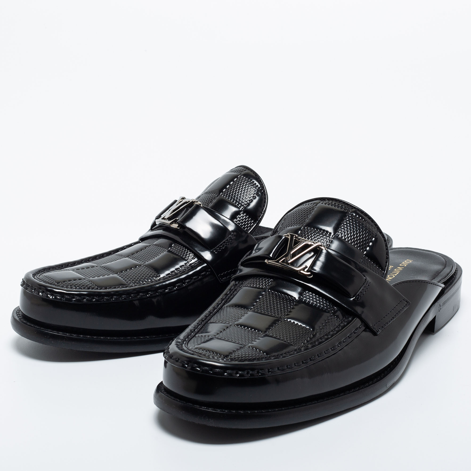 

Louis Vuitton Black Leather Moajor Mule Sandals Size