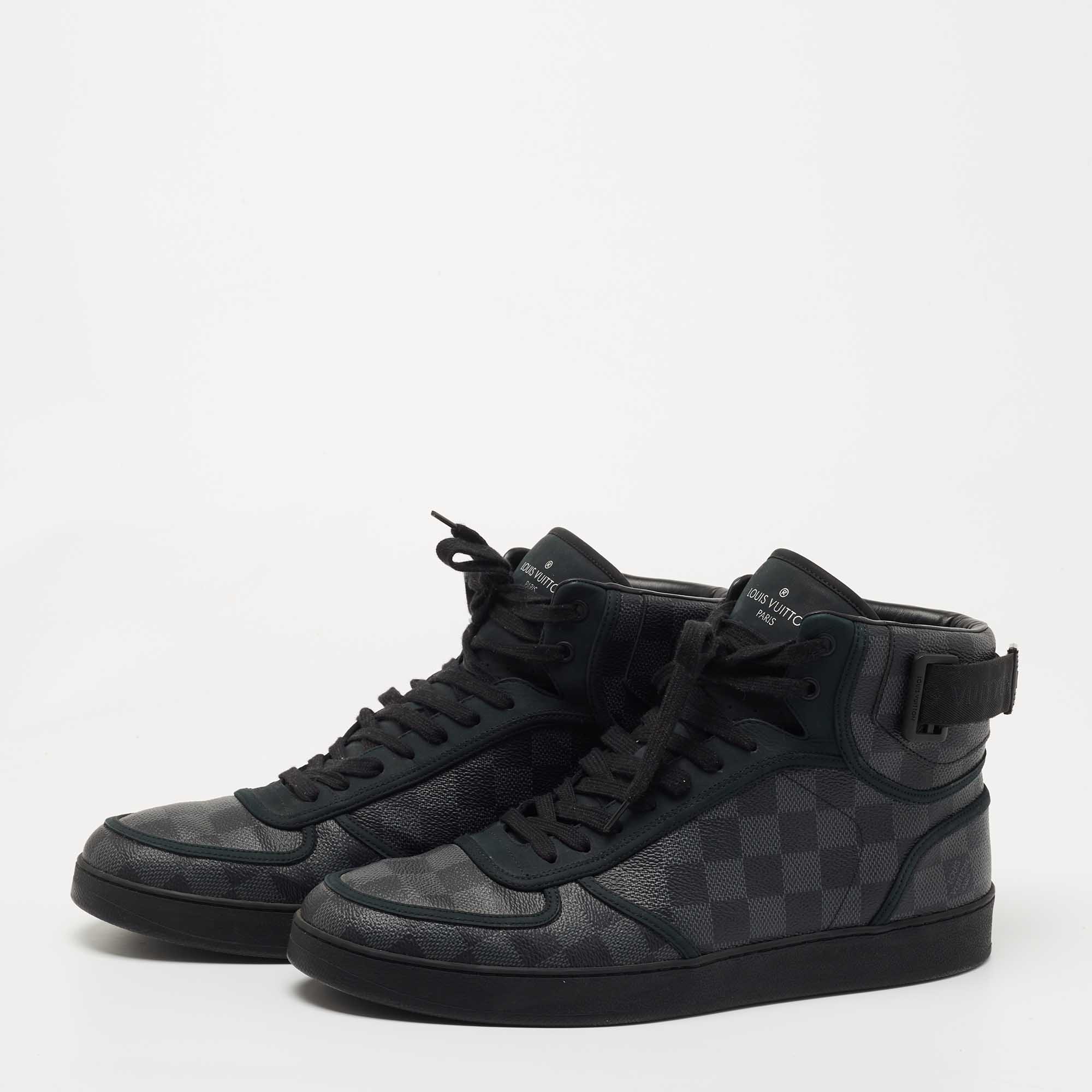 

Louis Vuitton Grey/Black Monogram Canvas and Leather Rivoli Sneakers Size