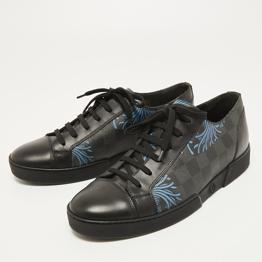 

Louis Vuitton Black Leather Damier Graphite Printed Match Up Low Top Sneakers Size