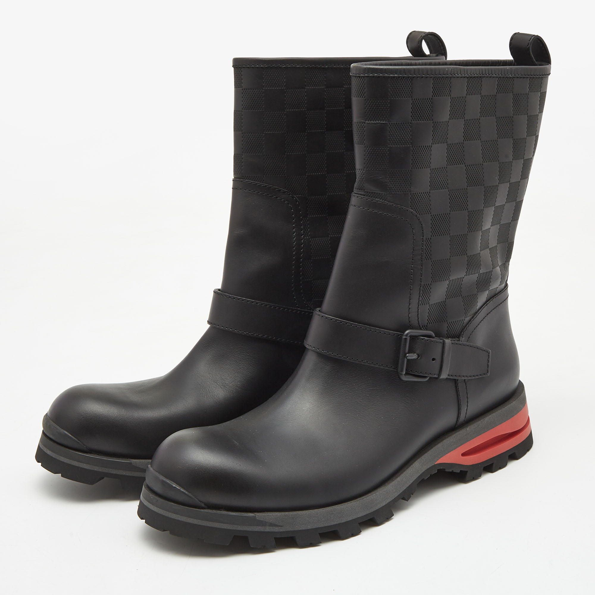 

Louis Vuitton Black Infini Empreinte Leather Midcalf Length Boots Size