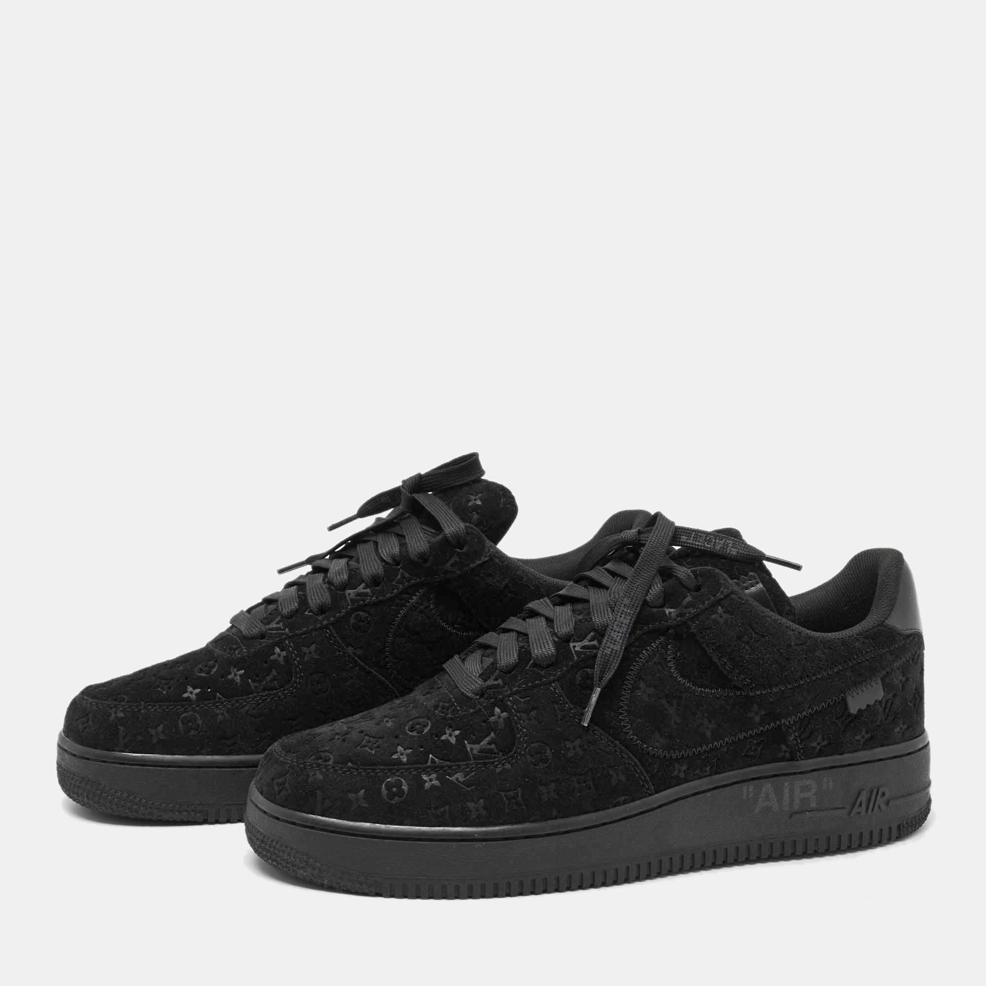 

Louis Vuitton X Nike By Virgil Abloh Black Suede Monogram Embossed Suede Nike Air Force 1 Low Top Sneakers Size