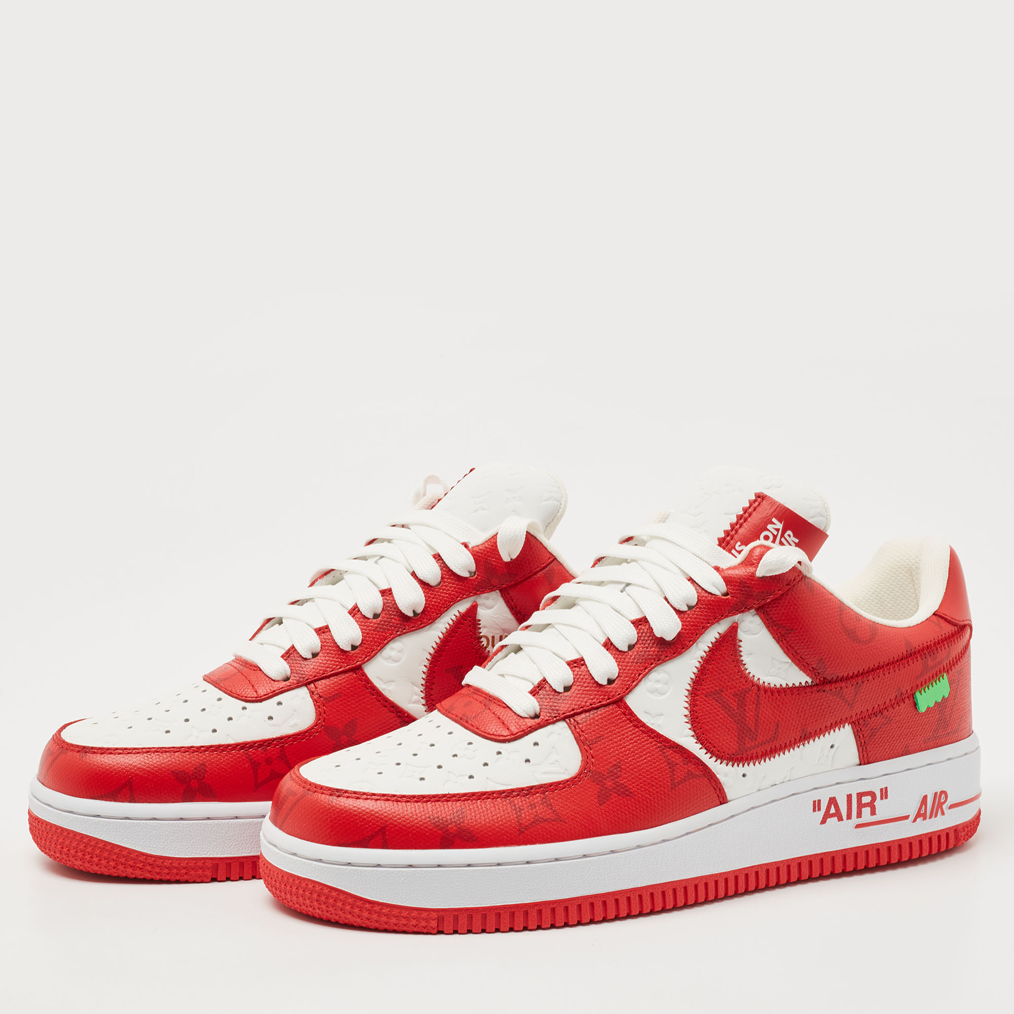 

Louis Vuitton x Nike Red/White Monogram Canvas and Leather Air Force 1 Sneakers Size