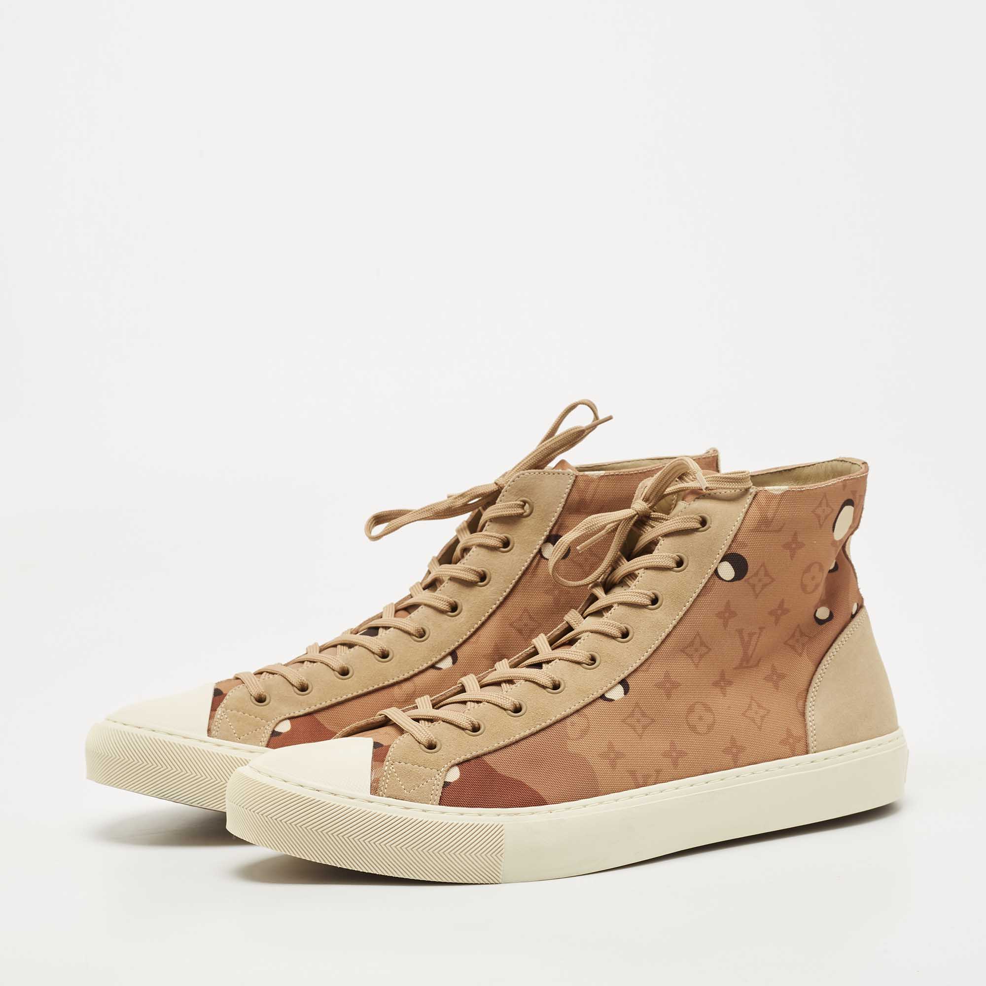 

Louis Vuitton Brown/Beige Suede and Canvas High Top Sneakers Size