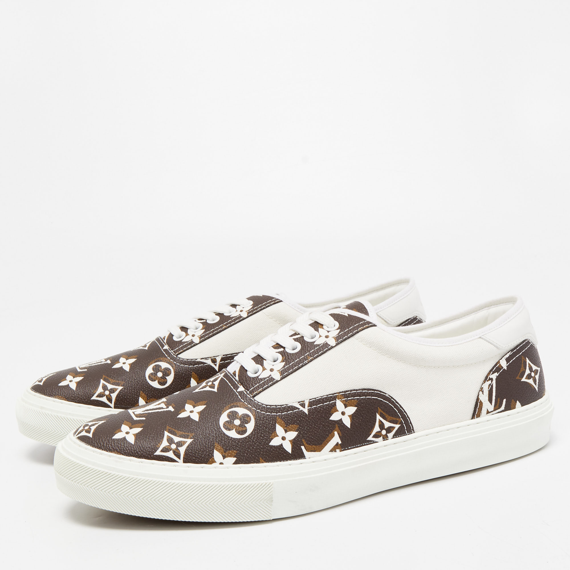 

Louis Vuitton White/Brown Monogram Canvas and Denim Trocadero Low Top Sneakers Size