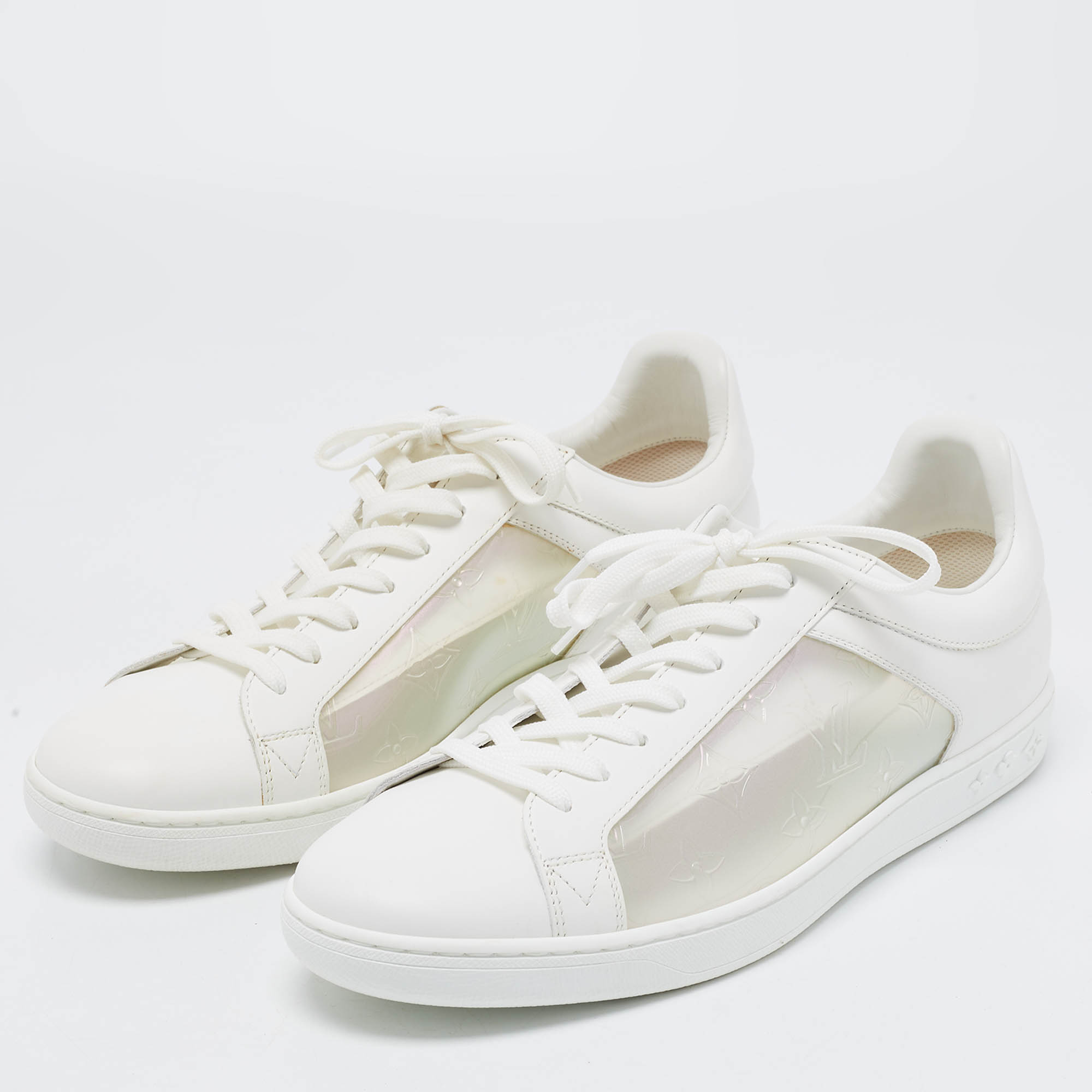 

Louis Vuitton White Leather and Iridescent Monogram PVC Luxembourg Sneakers Size