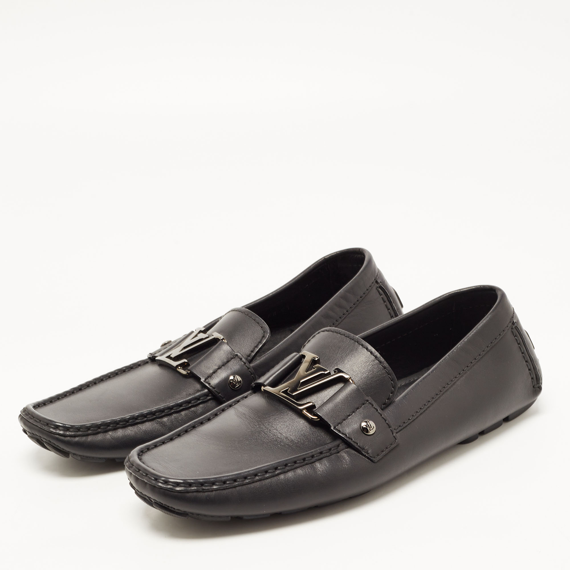 

Louis Vuitton Black Leather Monte Carlo Loafers Size