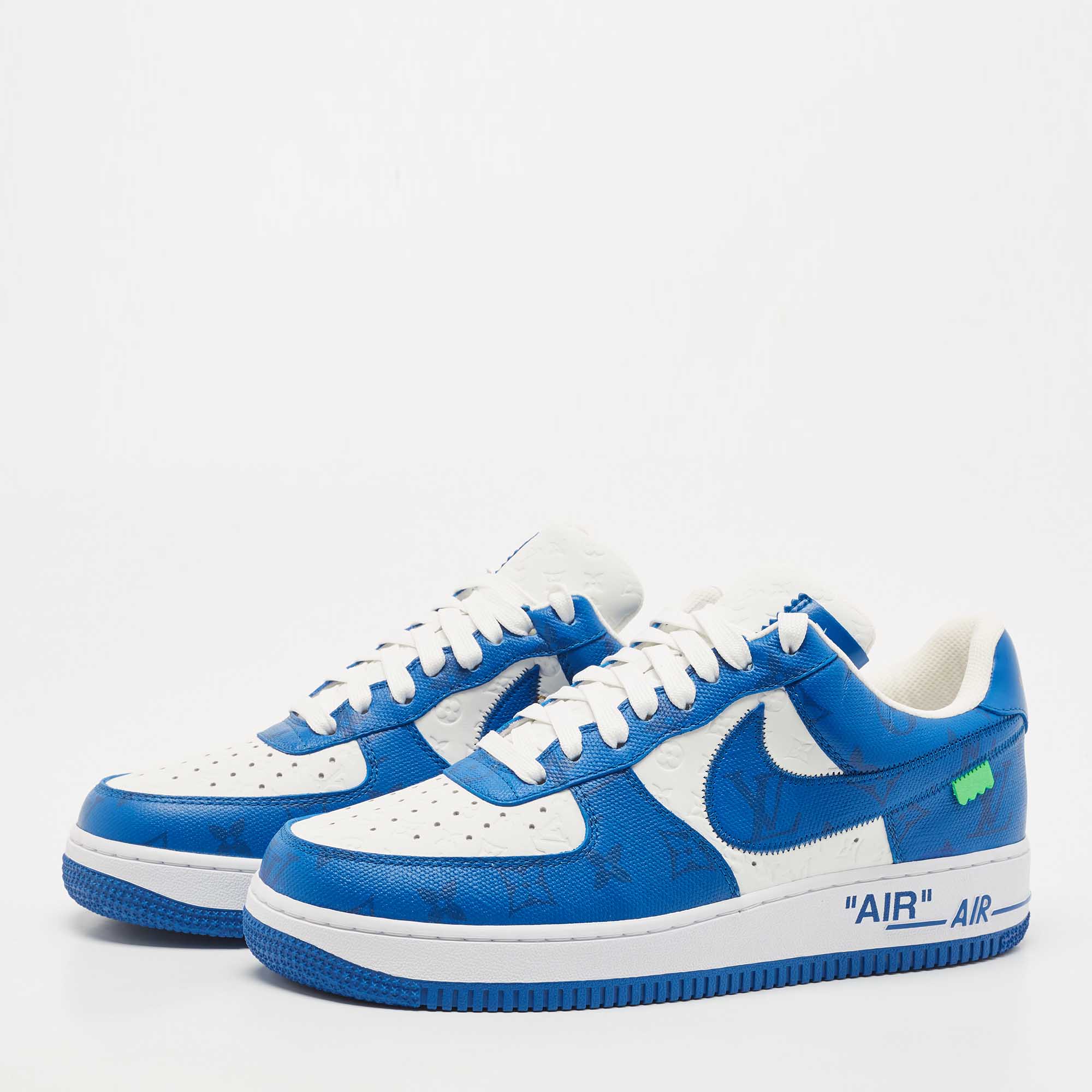 

Louis Vuitton x Nike Blue/White Canvas And Leather Air Force 1 Low Sneakers Sze