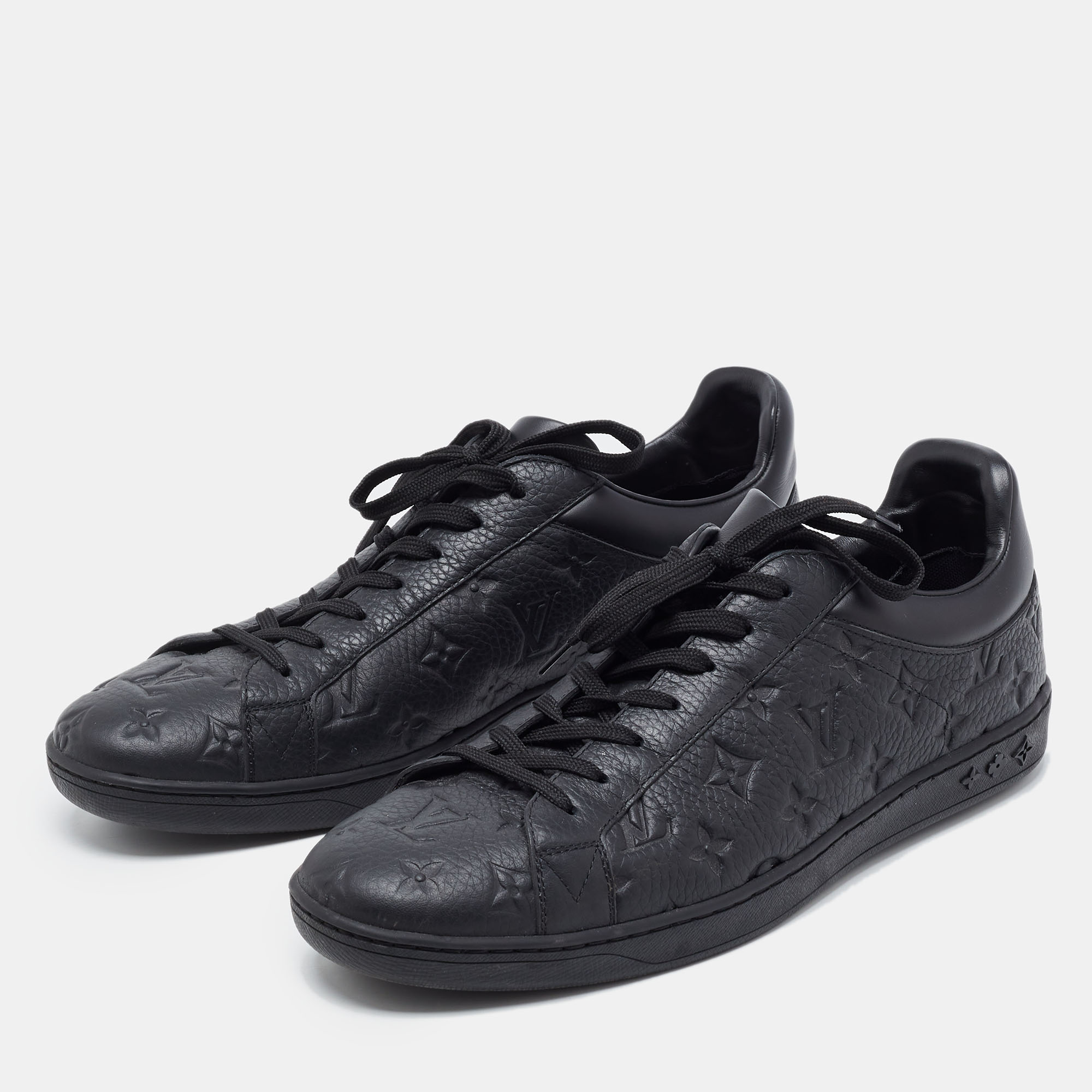 

Louis Vuitton Black Monogram Embossed Leather Luxembourg Sneakers Size