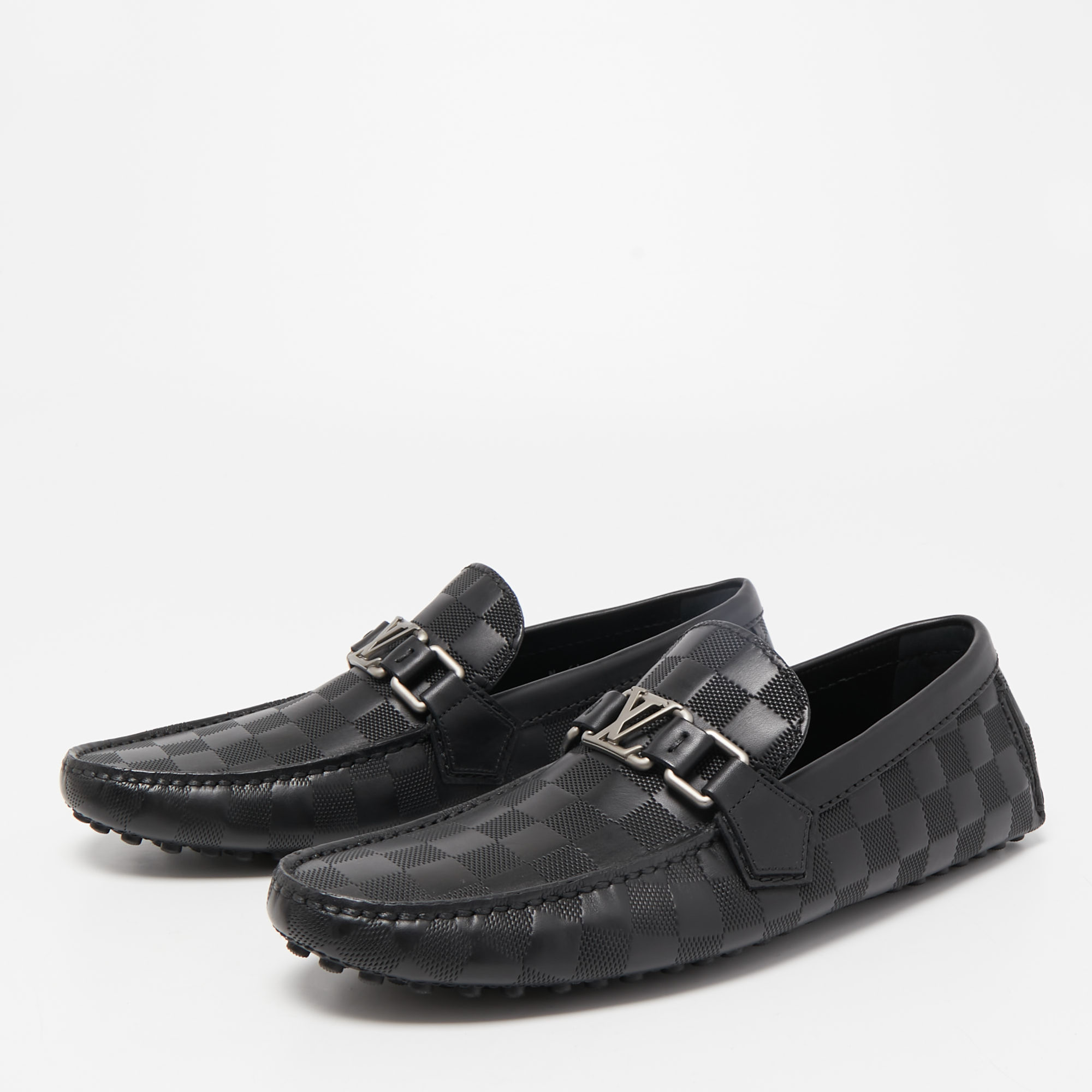 

Louis Vuitton Black Leather Hockenheim Slip On Loafers Size