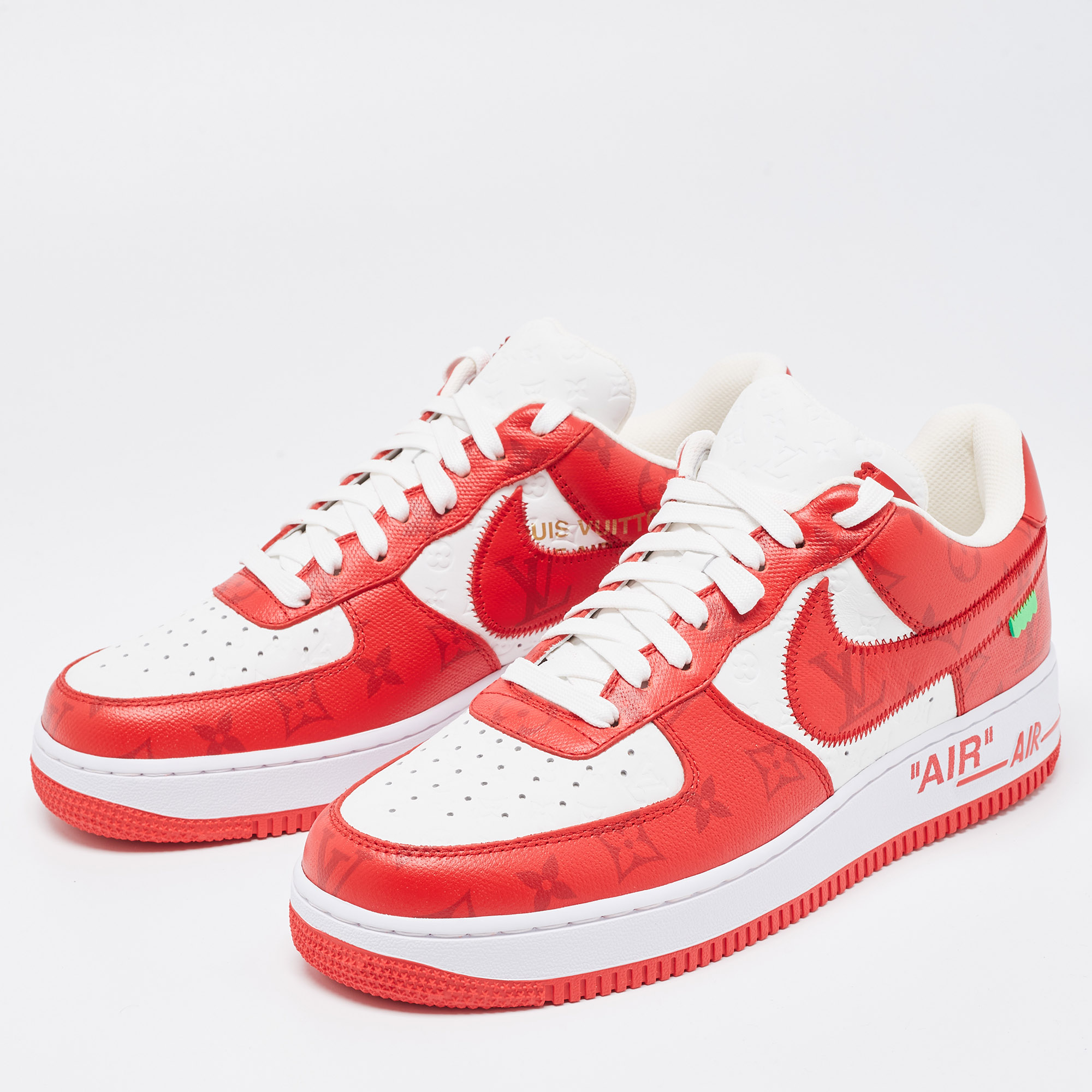 

Louis Vuitton x Nike Red/White Leather Air Force 1 Low Sneakers Sze