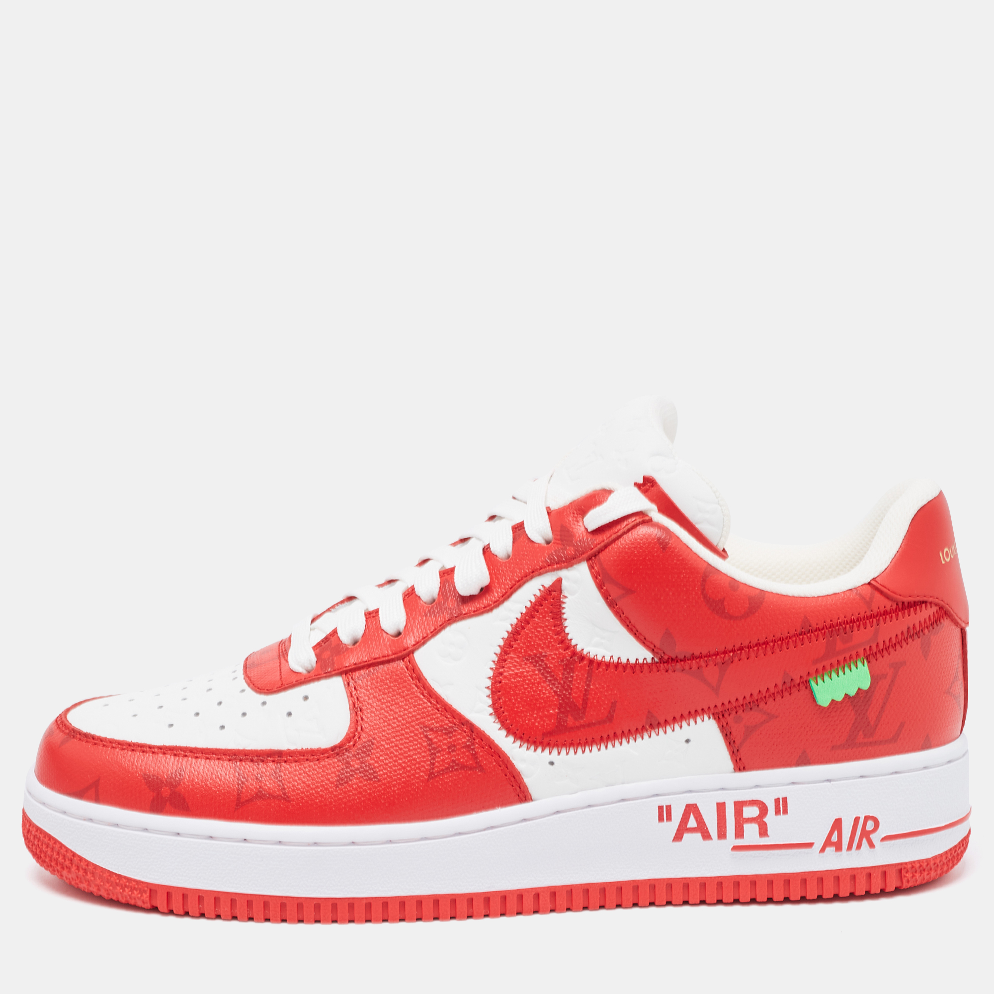 Pre-owned Louis Vuitton X Nike Red/white Leather Air Force 1 Low Trainers  Sze 42