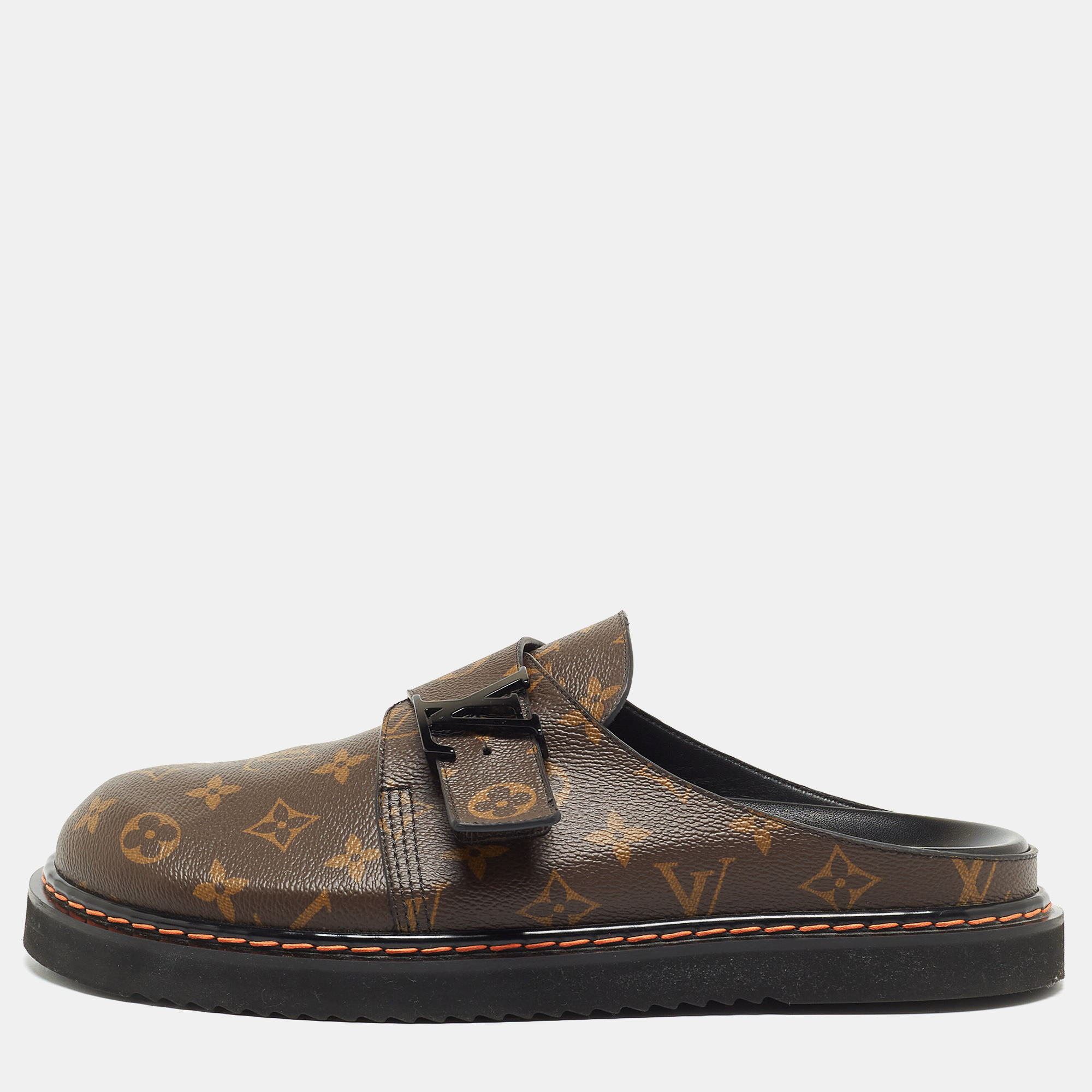 Pre-owned Louis Vuitton Brown Monogram Canvas Easy Mules Size 43