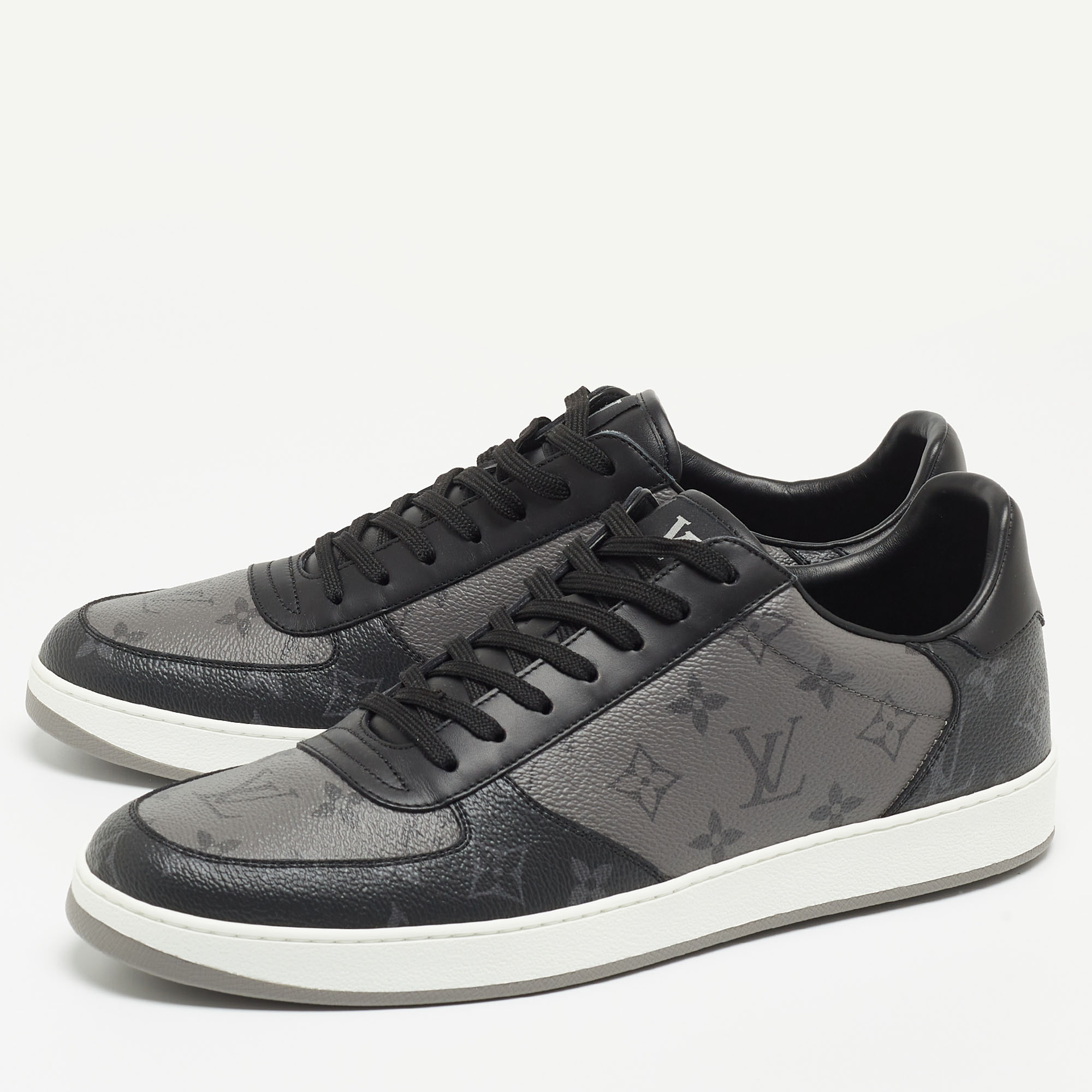 

Louis Vuitton Grey/Black Monogram Canvas and Leather Low Top Sneakers Size