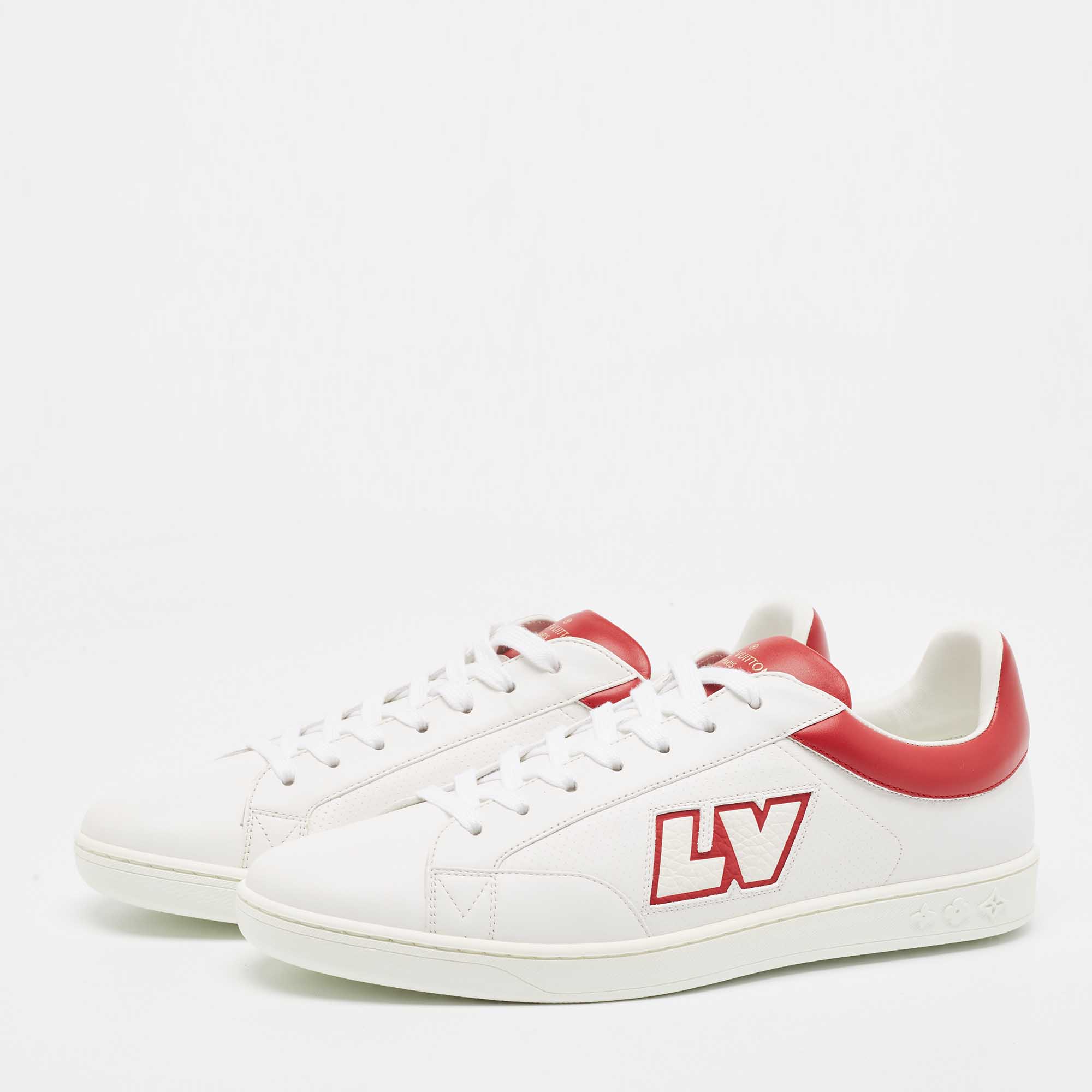 

Louis Vuitton White/Burgundy Leather Luxembourg Sneakers Size