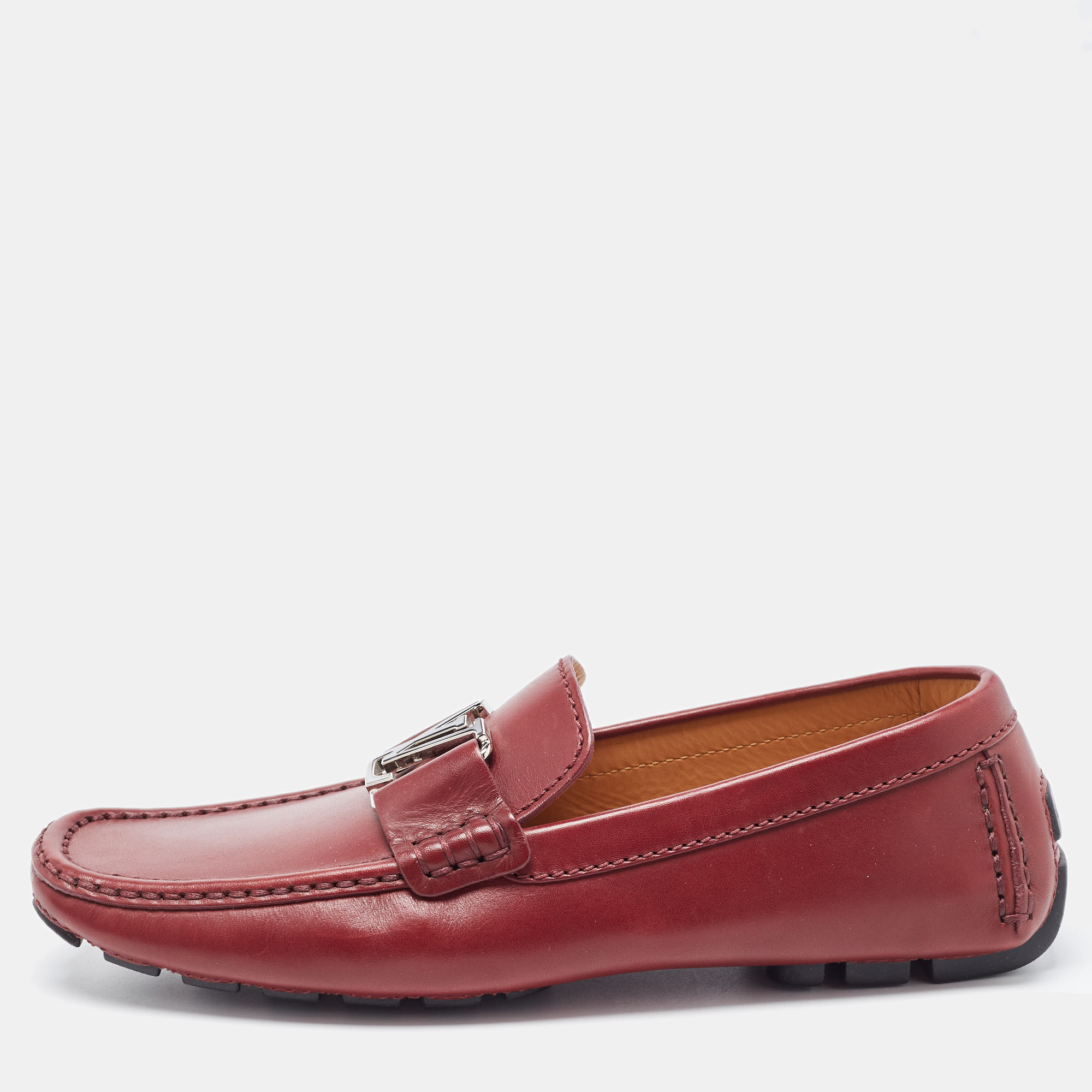 Pre-owned Louis Vuitton Burgundy Leather Monte Carlo Loafers Size 41