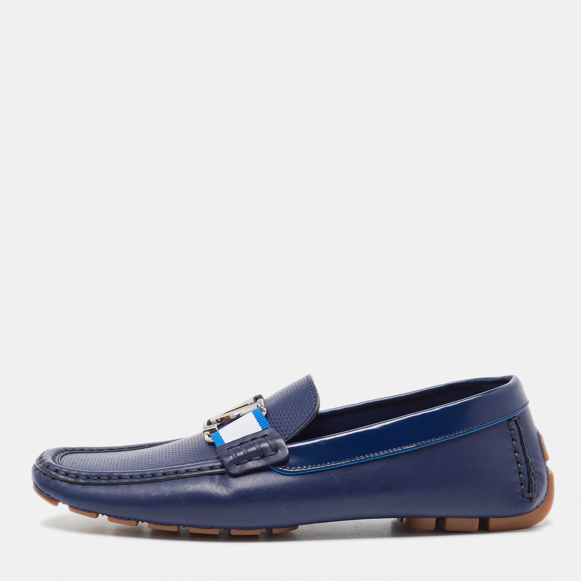 مملوكة مسبقًا Louis Vuitton Blue Leather Monte Carlo Loafers Size 41