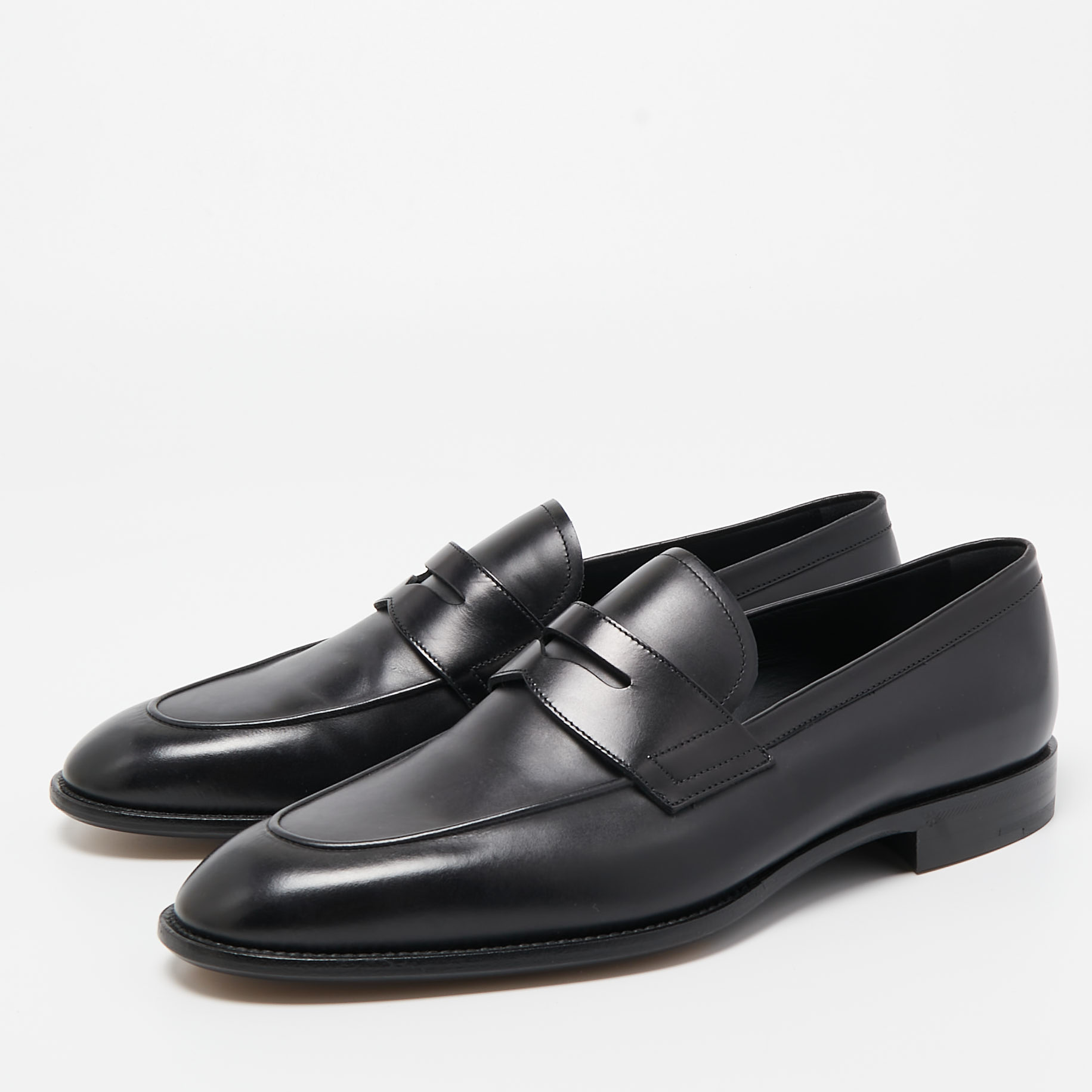 

Louis Vuitton Black Leather Penny Slip On Loafers Size