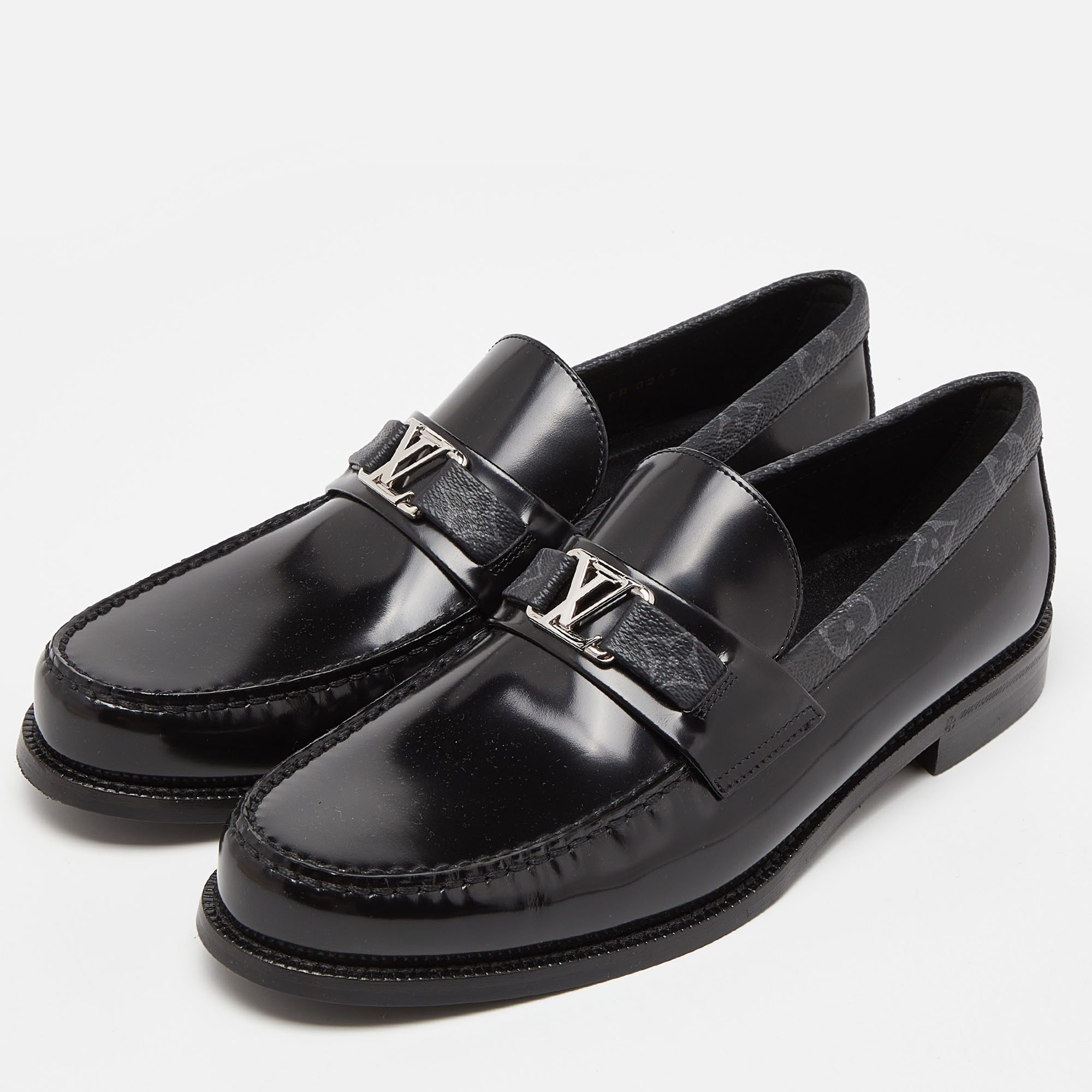 

Louis Vuitton Monogram Canvas and Leather Major Loafers Size, Black