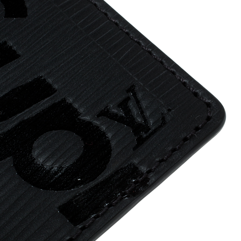 Pre-owned Louis Vuitton Black Epi Leather X Supreme Luggage Tag
