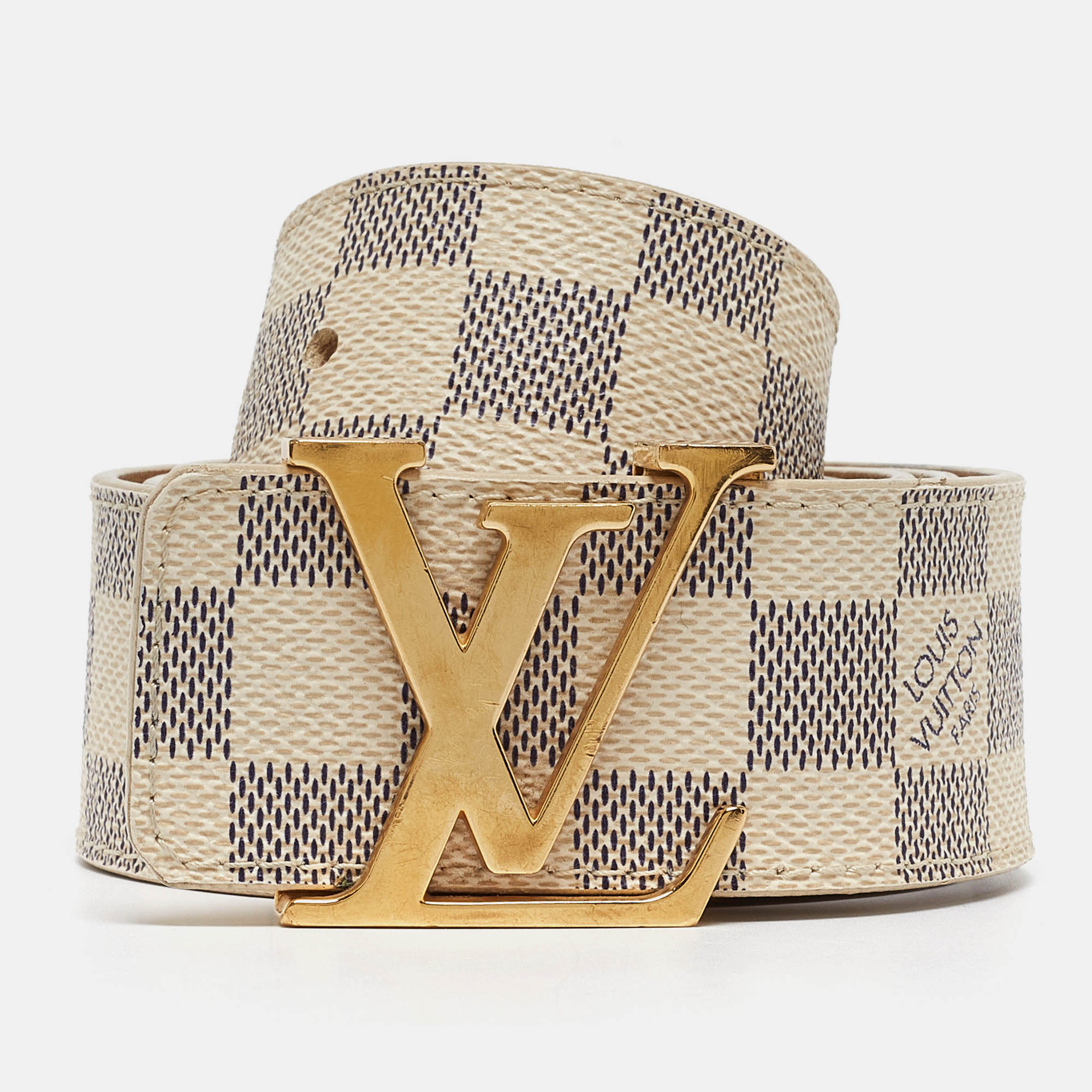 

Louis Vuitton Damier Azur Canvas LV Initiales Belt, White