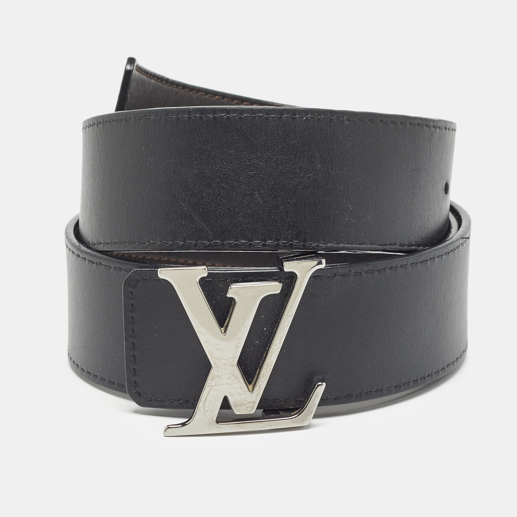 

Louis Vuitton Black/Brown Leather LV Initiales Reversible Belt