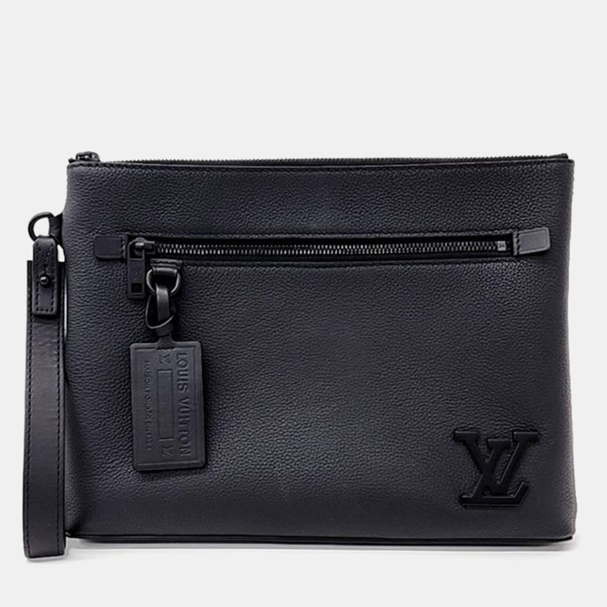 

Louis Vuitton Black Leather Aerogram Pouch