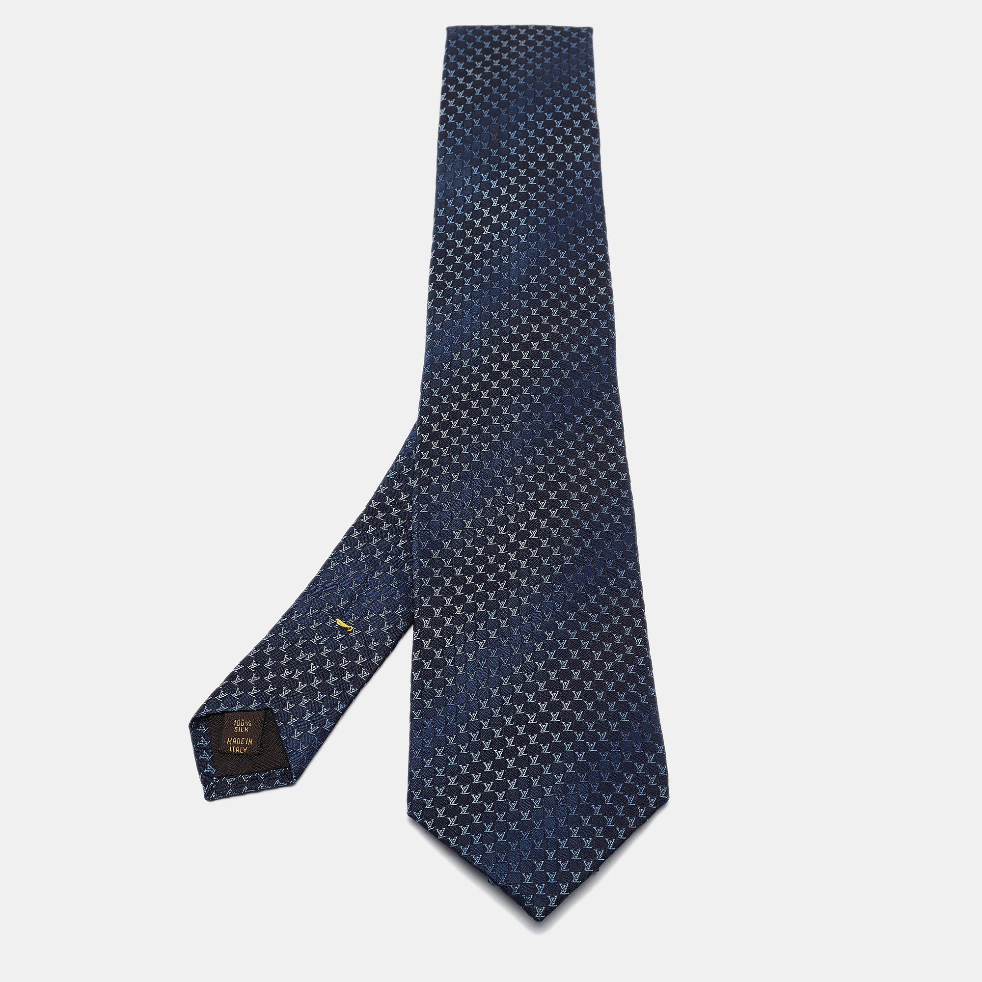 

Louis Vuitton Navy Blue Monogram Silk Tie