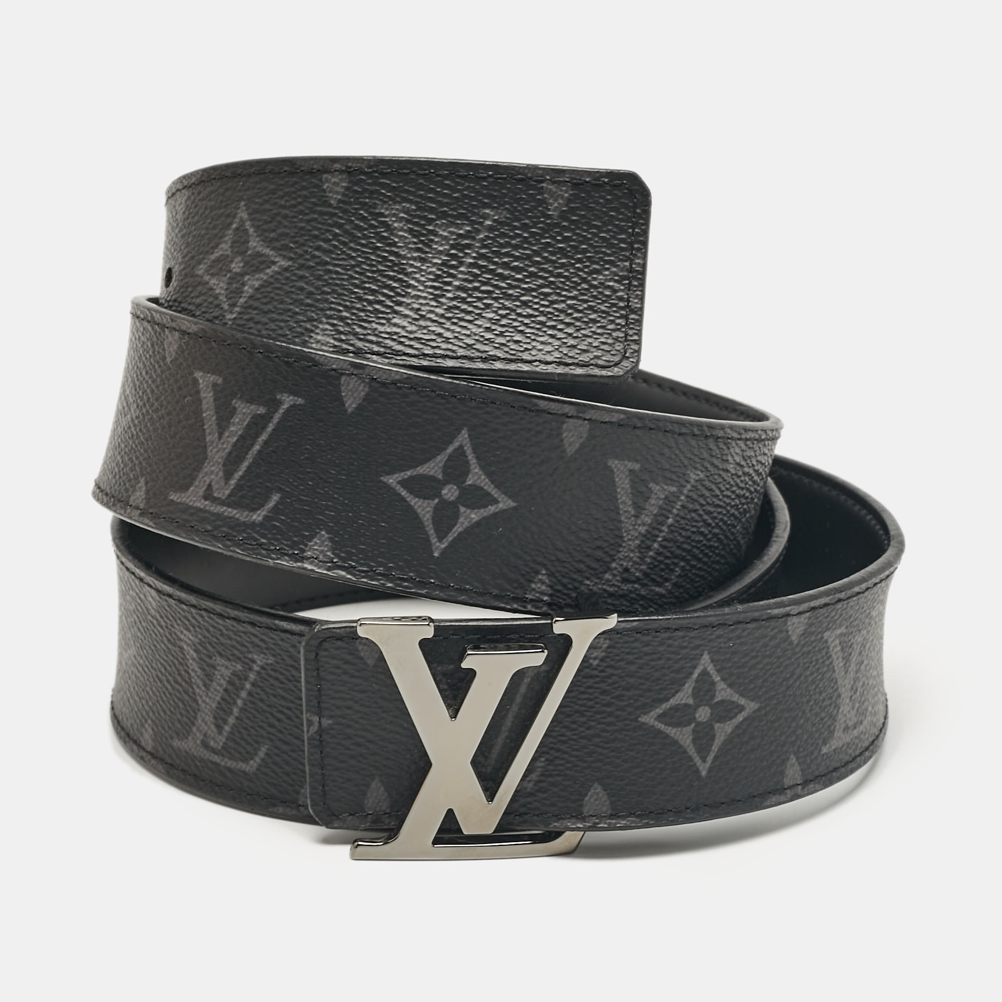 

Louis Vuitton Monogram Eclipse Canvas LV Initiales Belt, Black