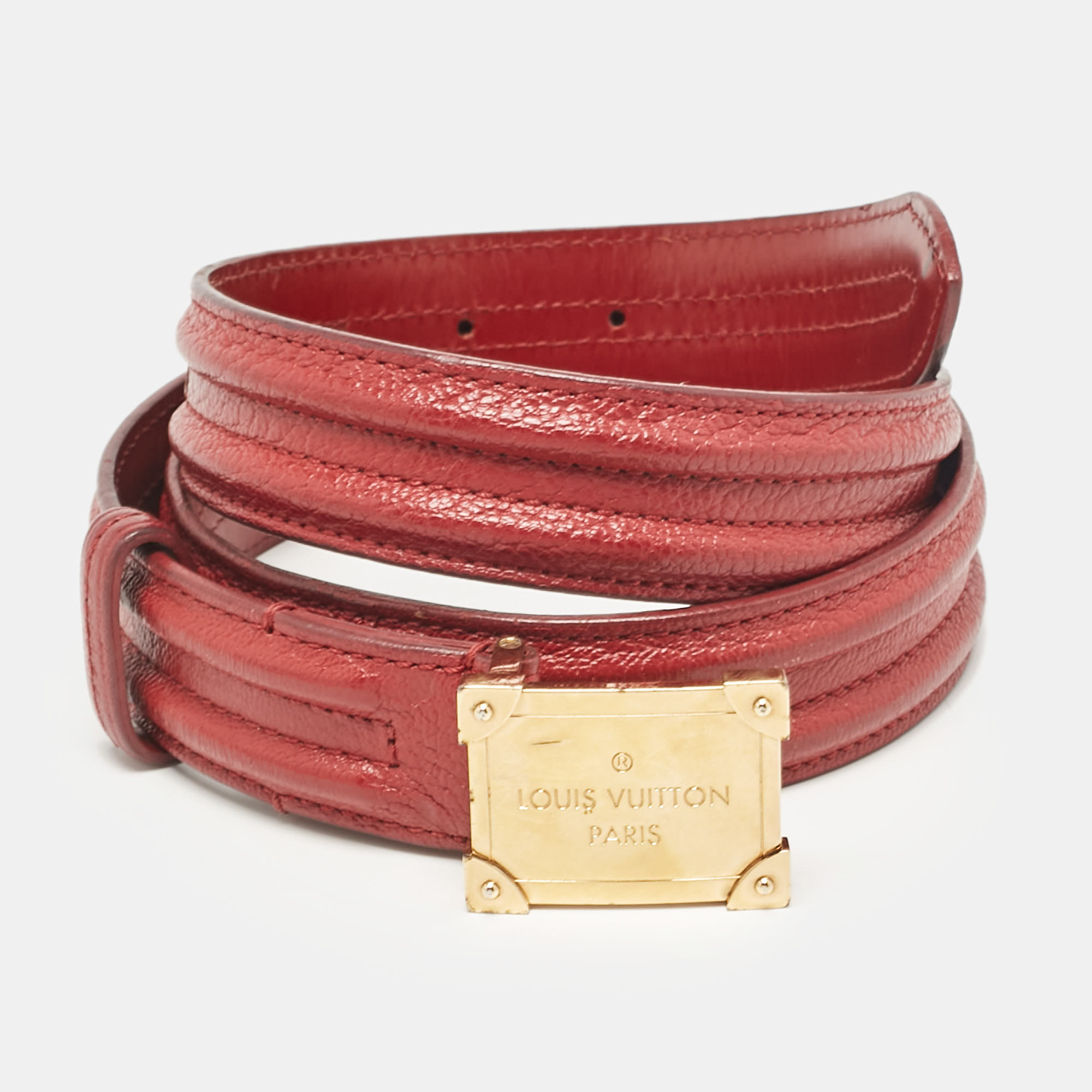 

Louis Vuitton Red Leather Pandora Belt