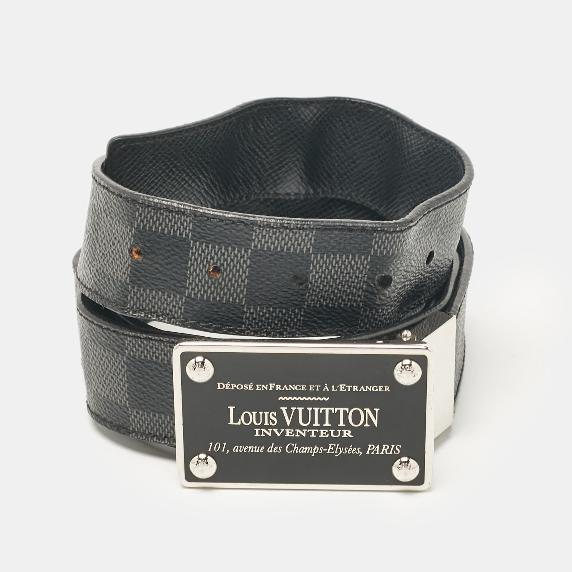 

Louis Vuitton Damier Graphite Canvas Inventeur Reversible Belt, Black