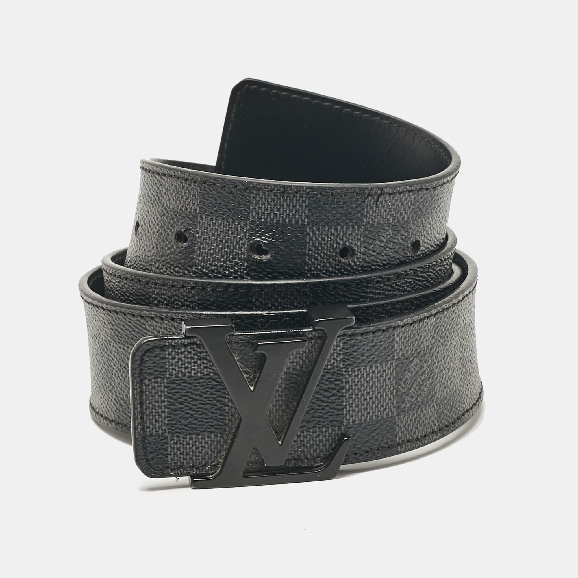 

Louis Vuitton Damier Graphite Canvas LV Initiales Belt, Black