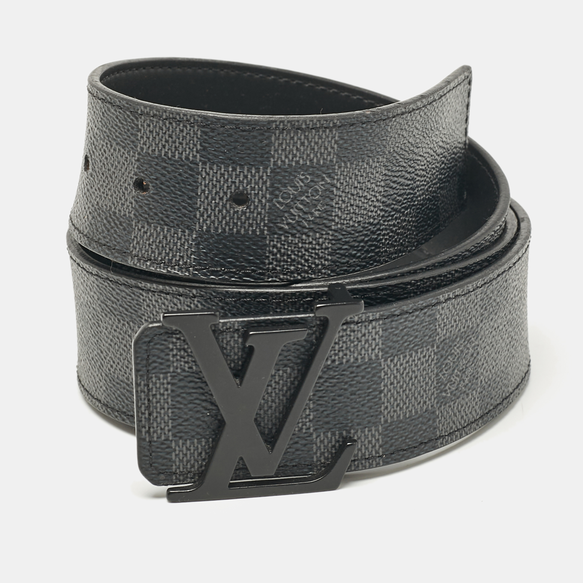 

Louis Vuitton Damier Graphite Canvas LV Initiales Belt, Black