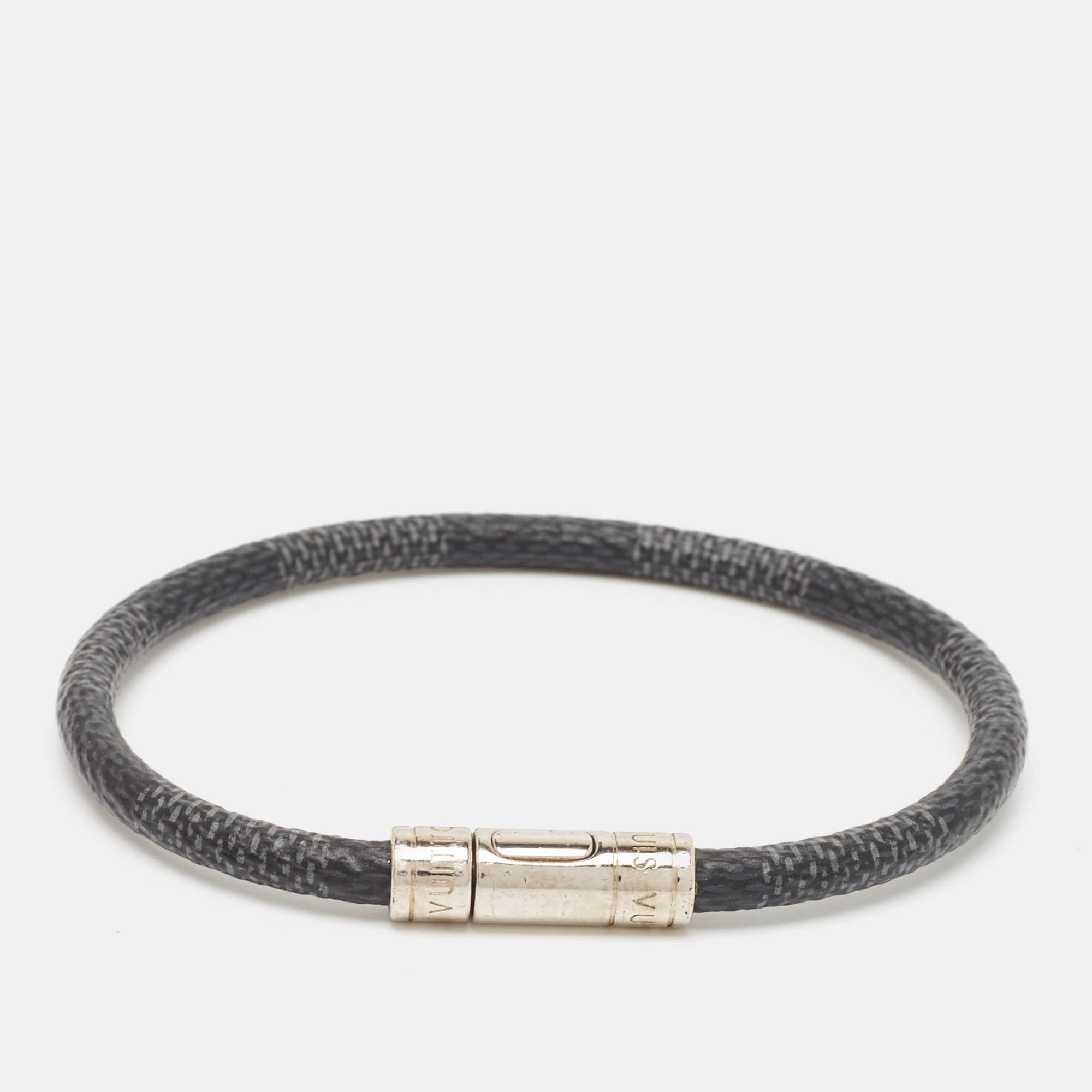 

Louis Vuitton Damier Graphite Canvas Silver Tone Bracelet