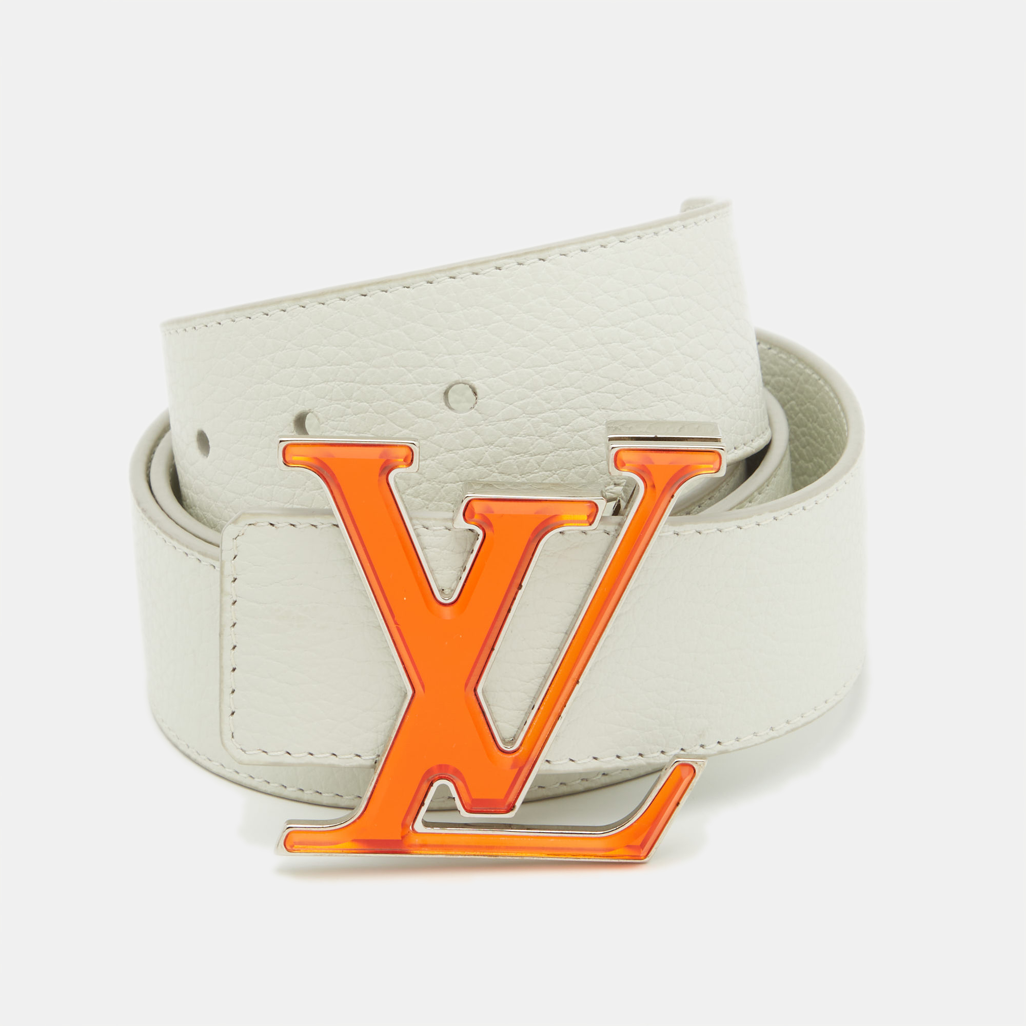 

Louis Vuitton White Leather LV Prism Initiales Belt