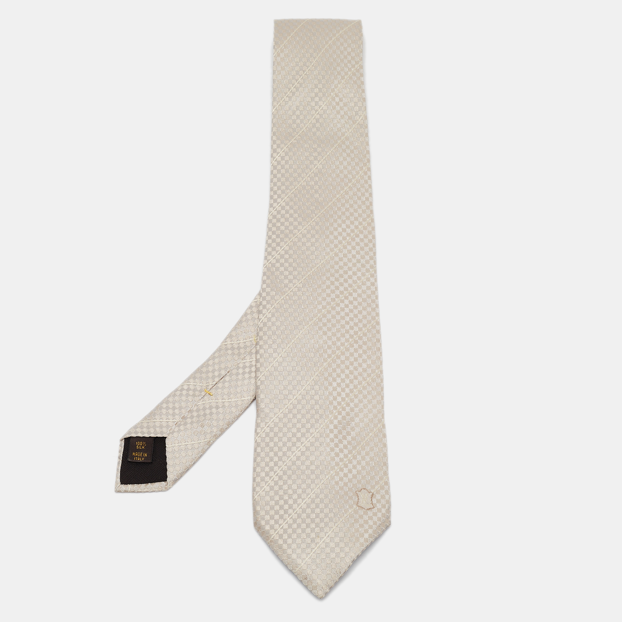 

Louis Vuitton Grey Petit Damier Pattern Silk Tie