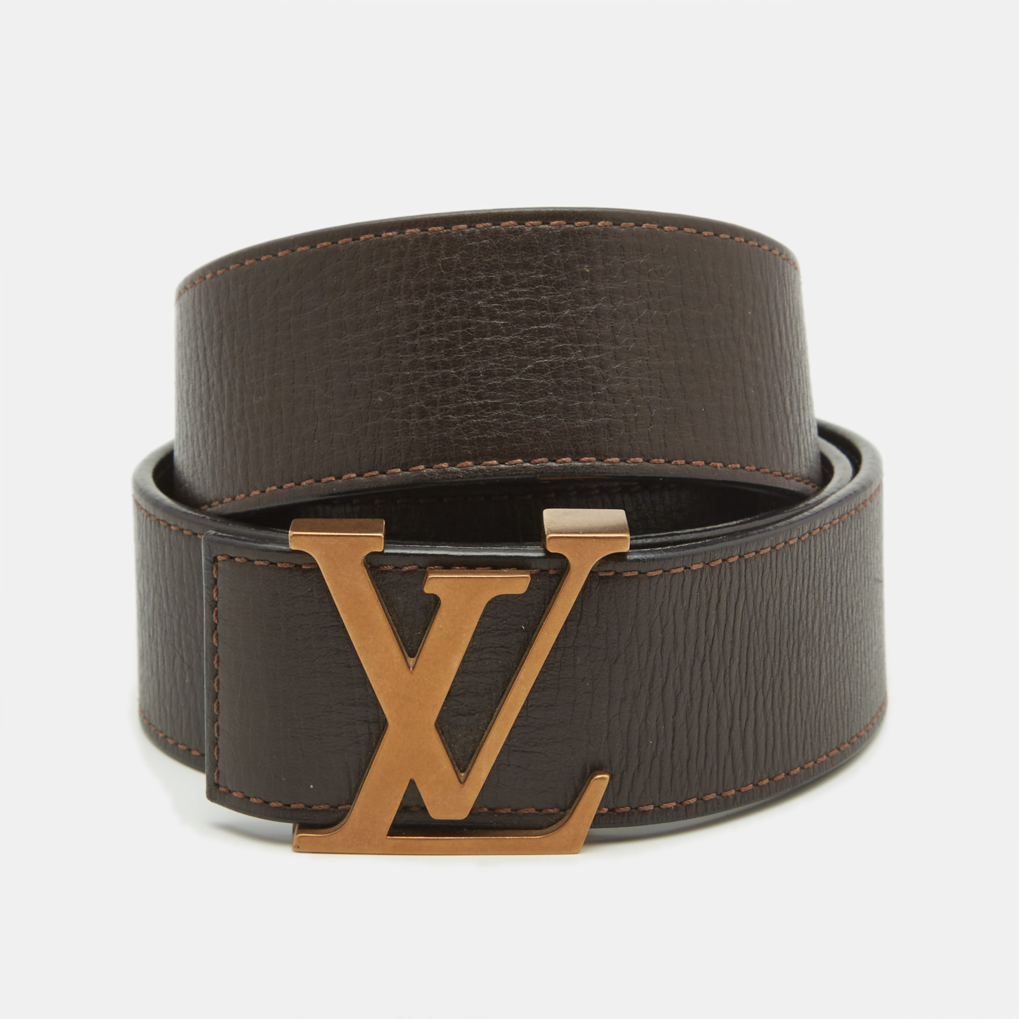 

Louis Vuitton Dark Brown Leather LV Initiales Belt