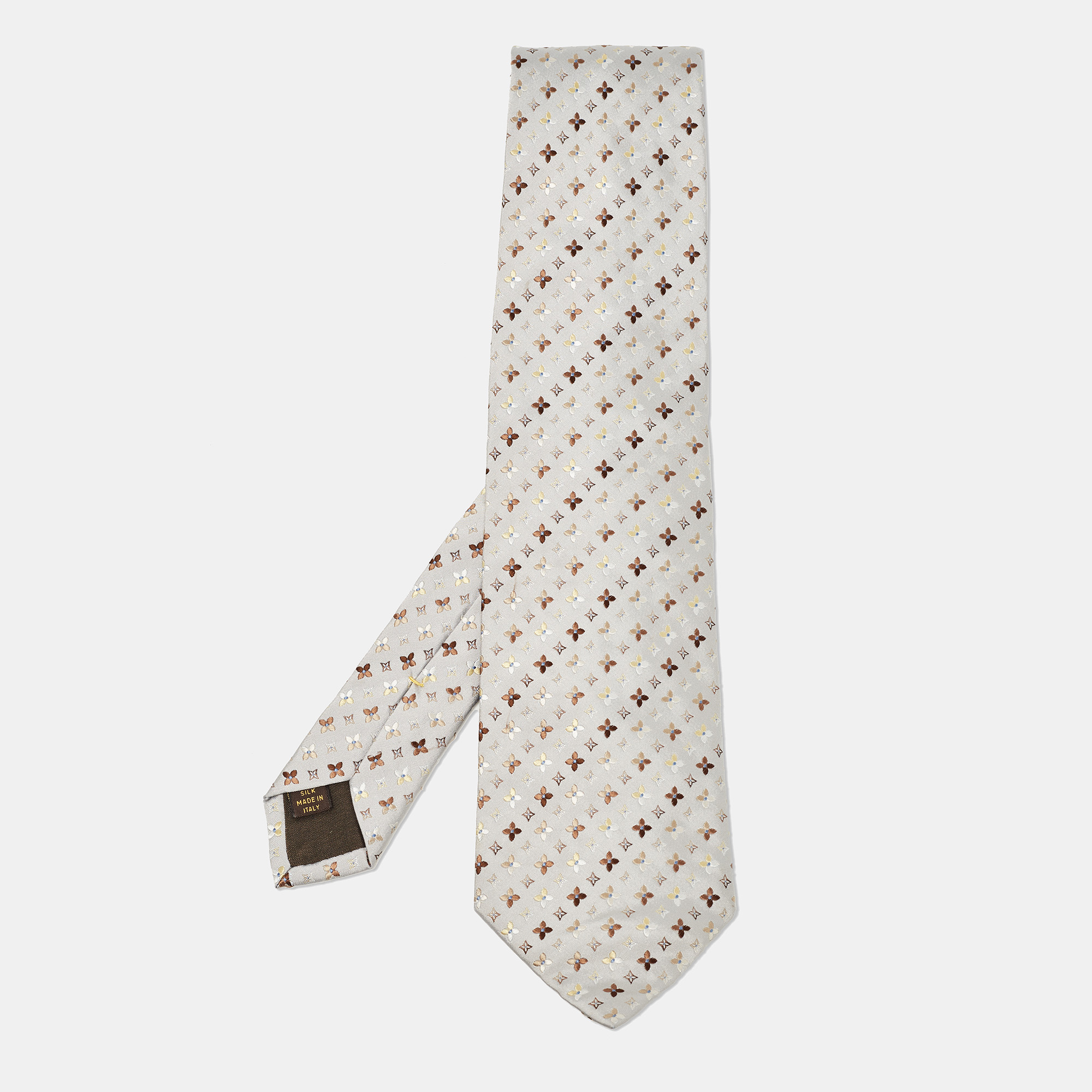 

Louis Vuitton Grey Monogram Patterned Silk Tie