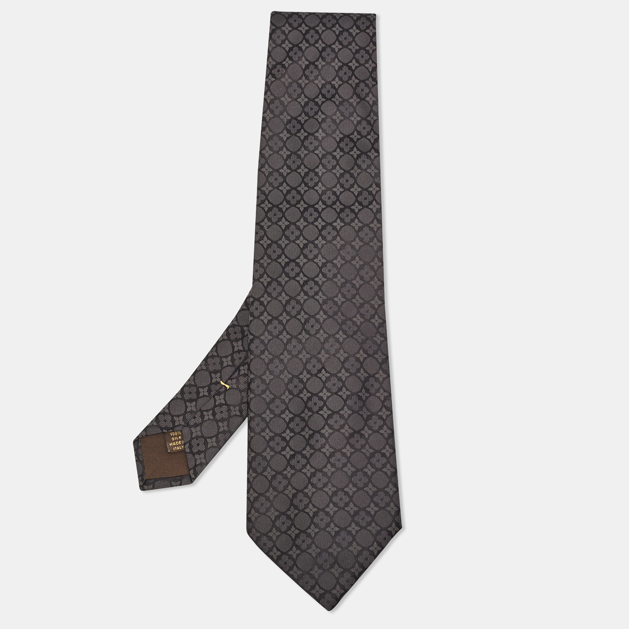 

Louis Vuitton Grey/Black Monogram Print Silk Traditional Tie